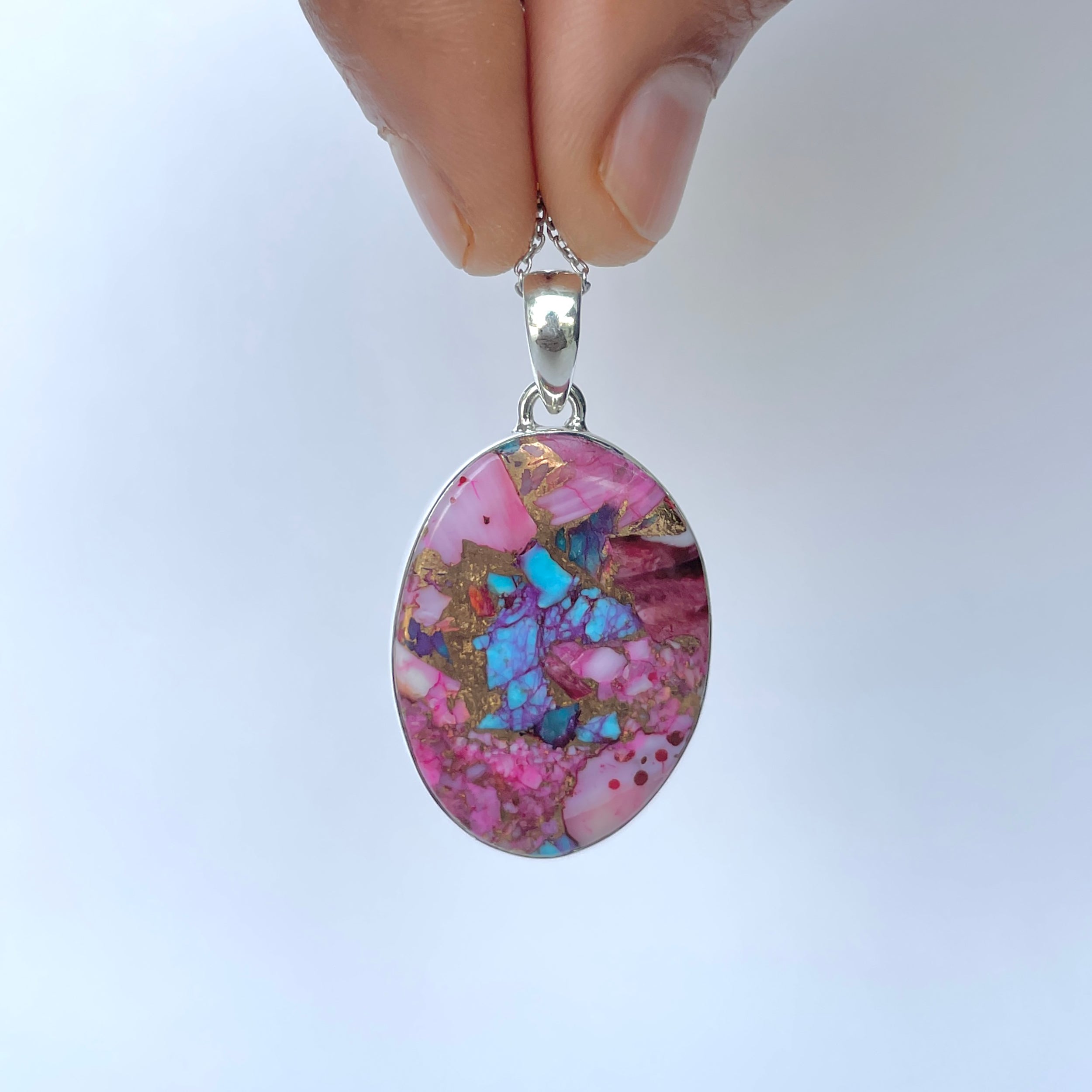 Spiny Oyster Turquoise Pendant-(TRO-P-177.)