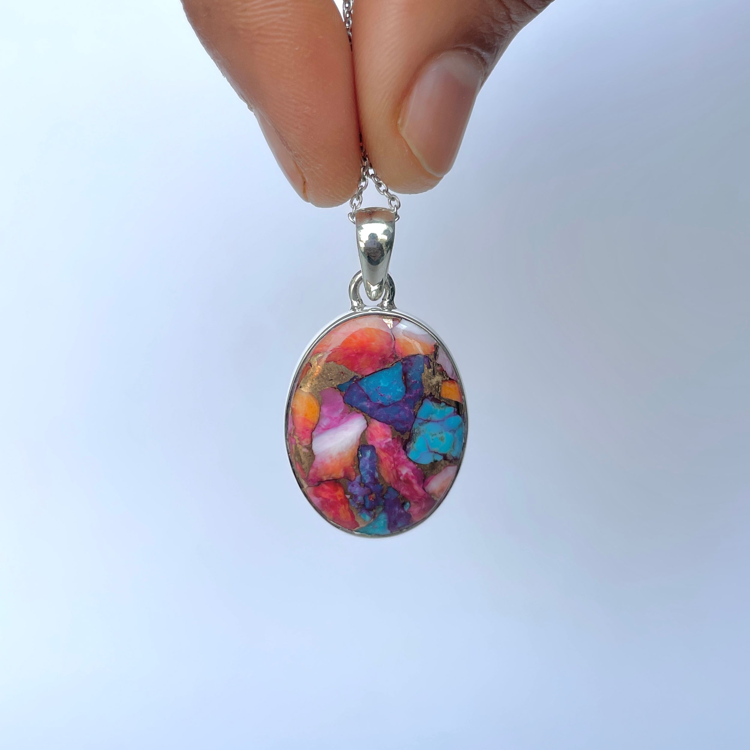 Spiny Oyster Turquoise Pendant-(TRO-P-179.)