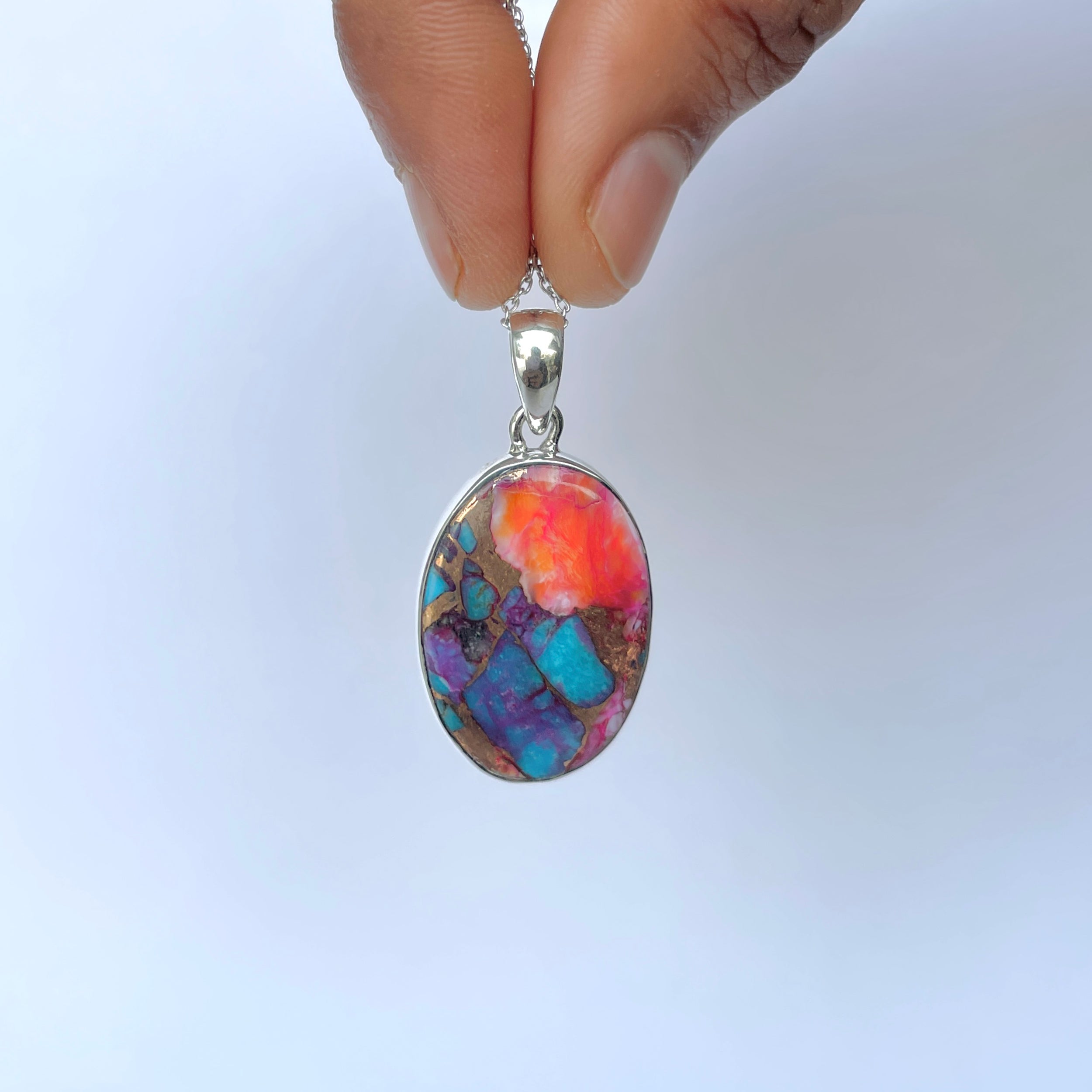 Spiny Oyster Turquoise Pendant-(TRO-P-181.)