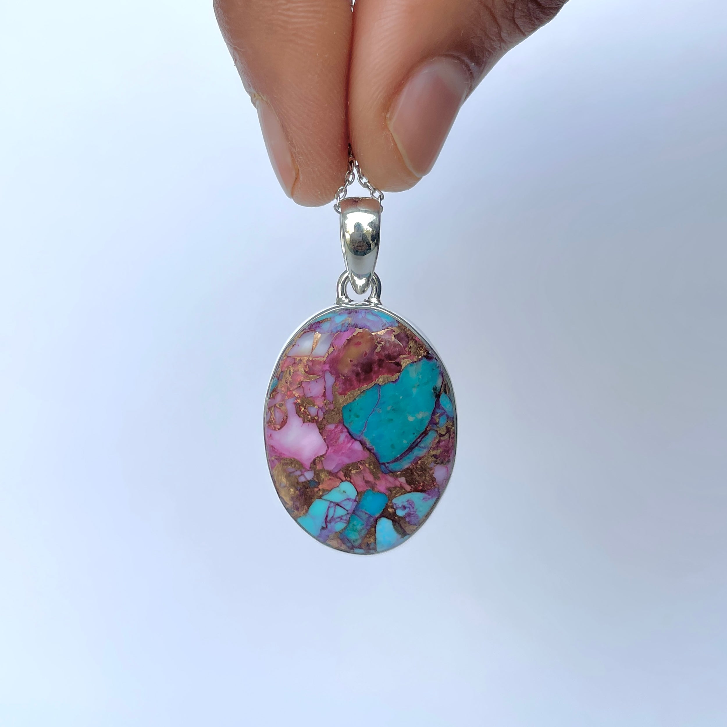 Spiny Oyster Turquoise Pendant-(TRO-P-183.)