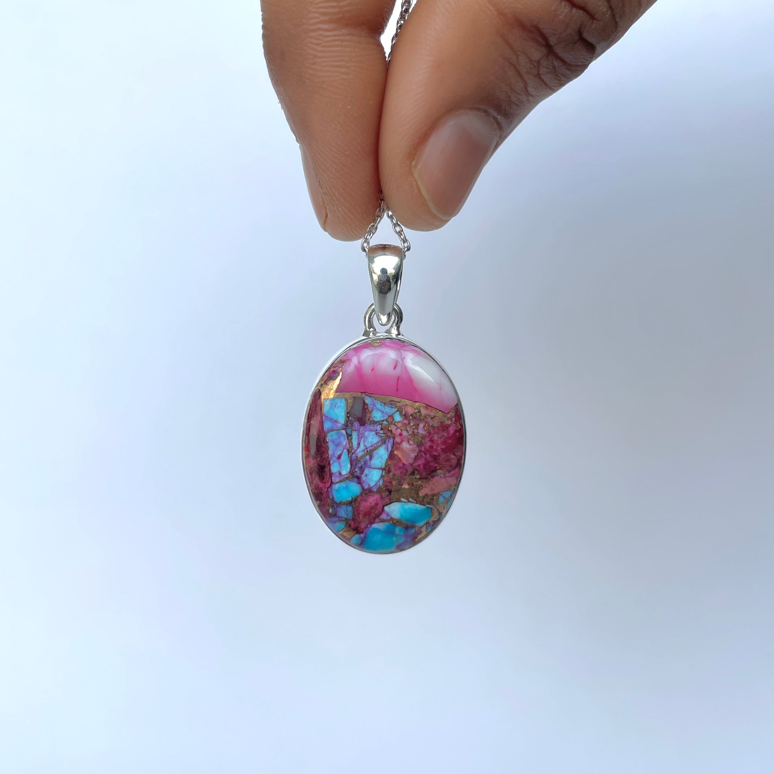 Spiny Oyster Turquoise Pendant-(TRO-P-185.)