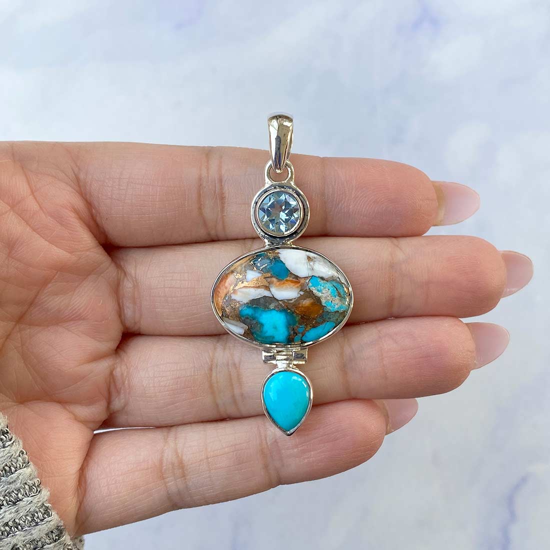 Spiny Oyster Turquoise Pendant-(TRO-P-36.)
