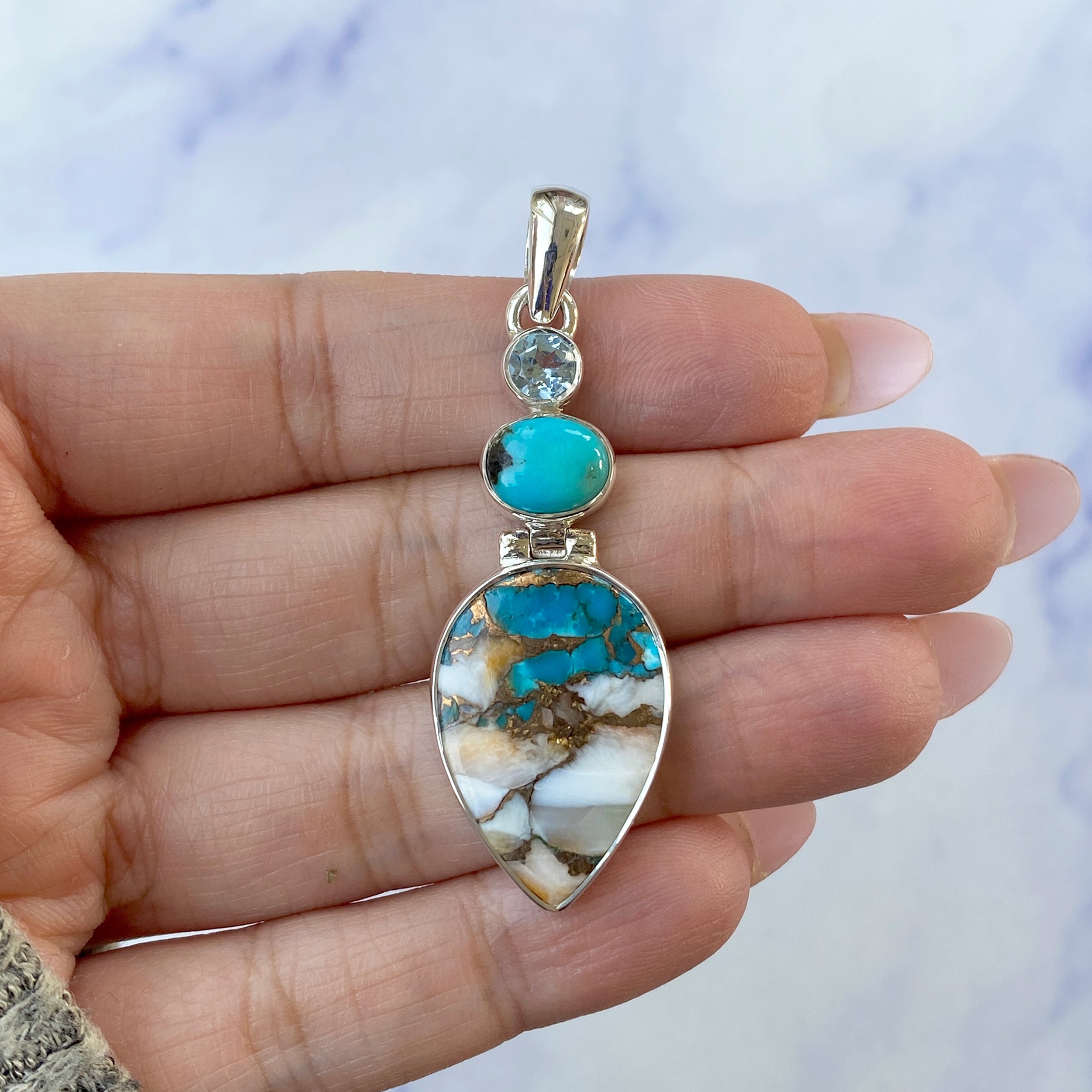 Spiny Oyster Turquoise Pendant-(TRO-P-37.)