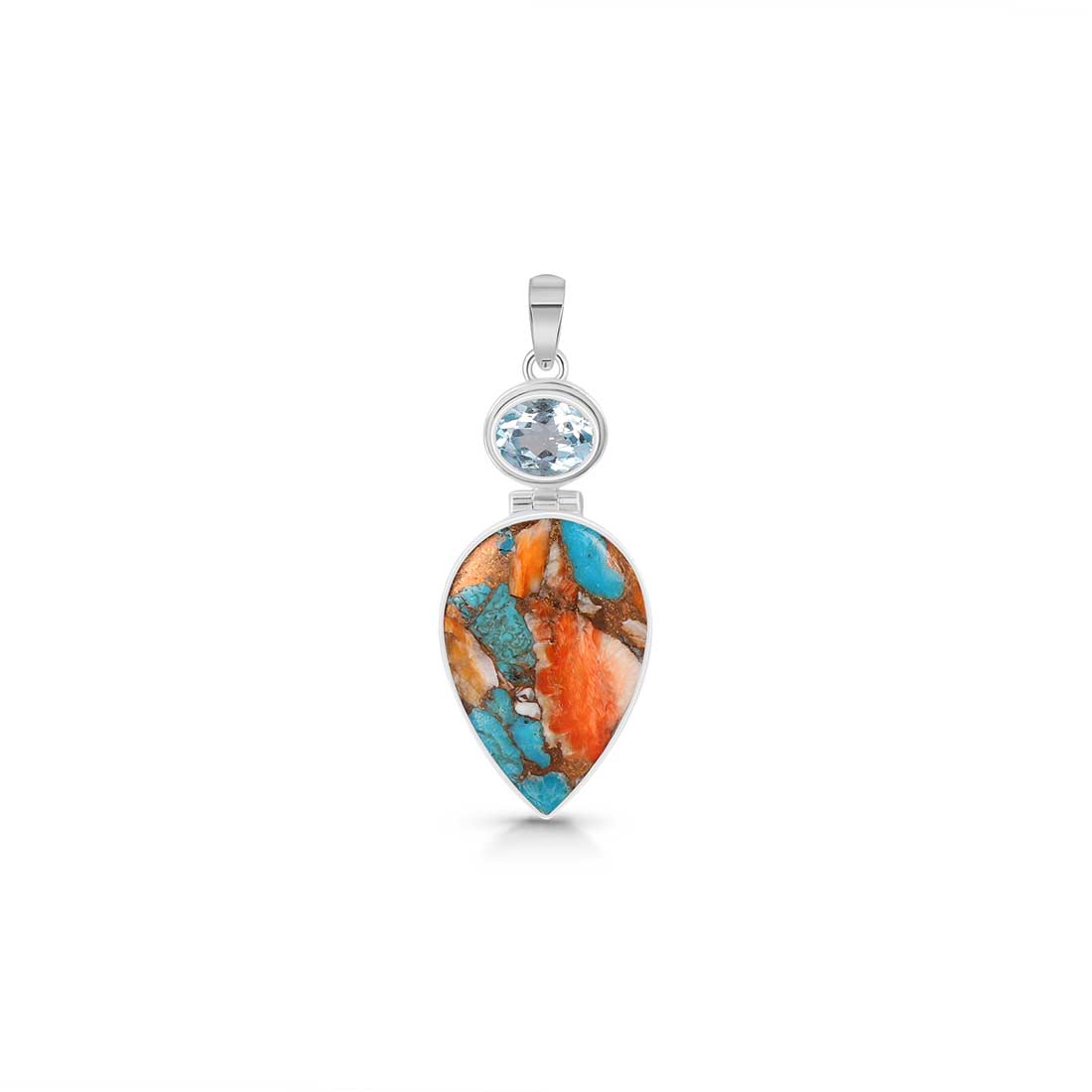 Spiny Oyster Turquoise Pendant-(TRO-P-40.)