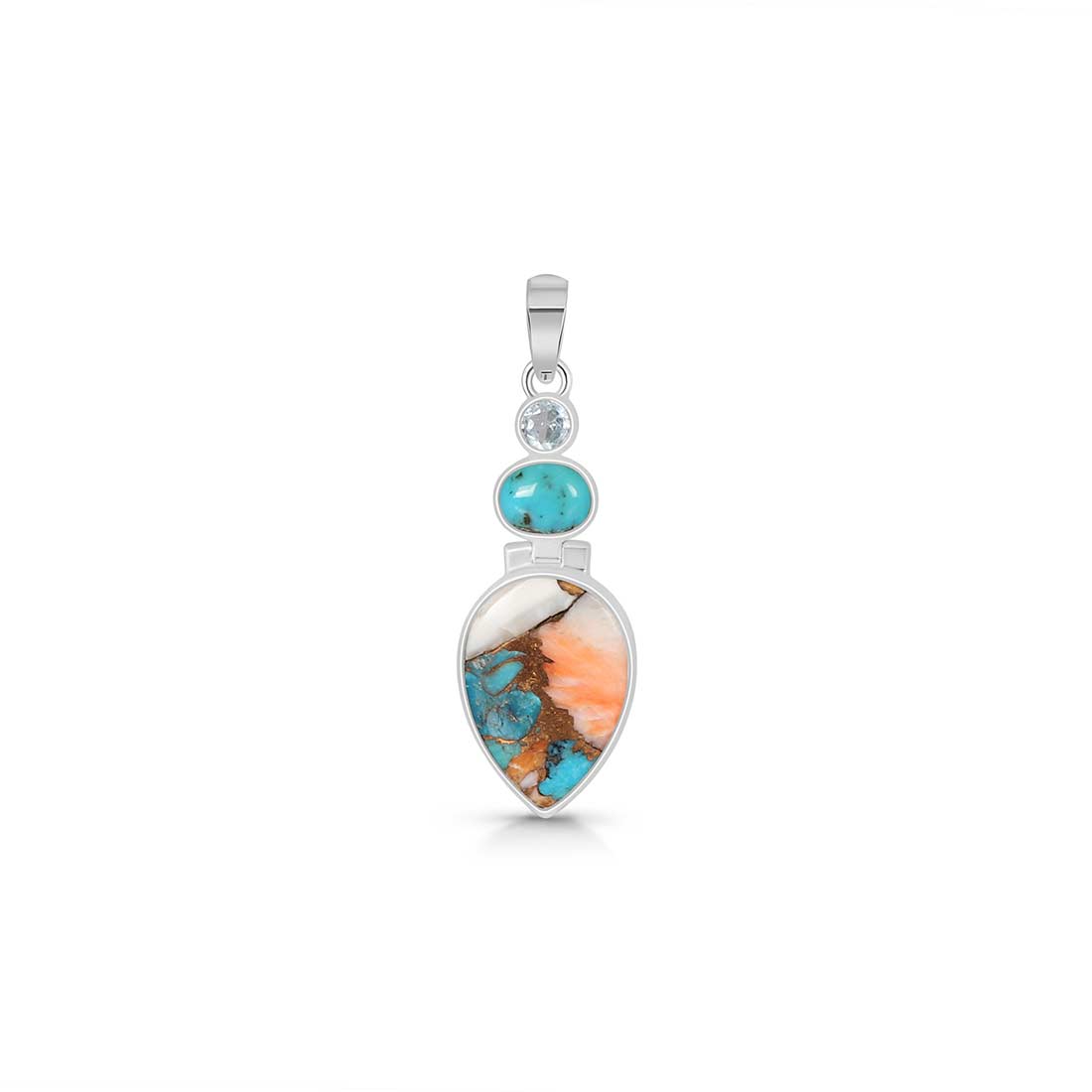 Spiny Oyster Turquoise Pendant-(TRO-P-43.)