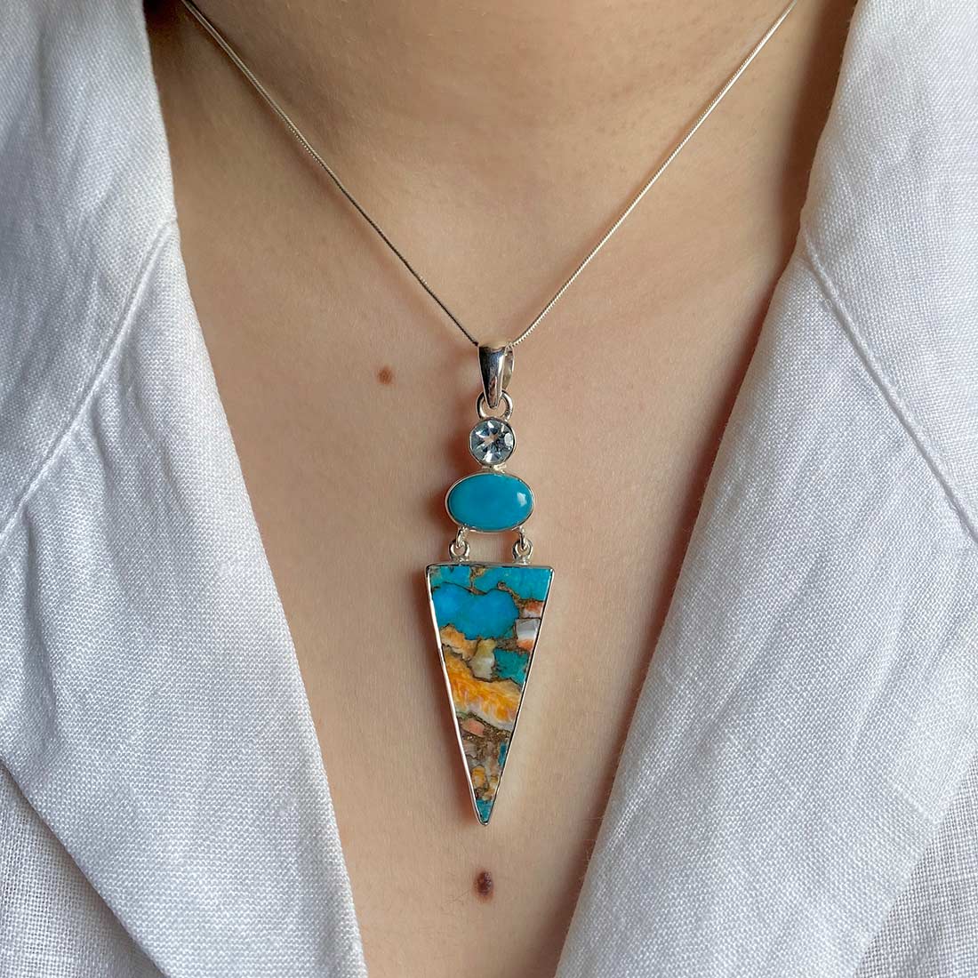 Spiny Oyster Turquoise Pendant-(TRO-P-44.)