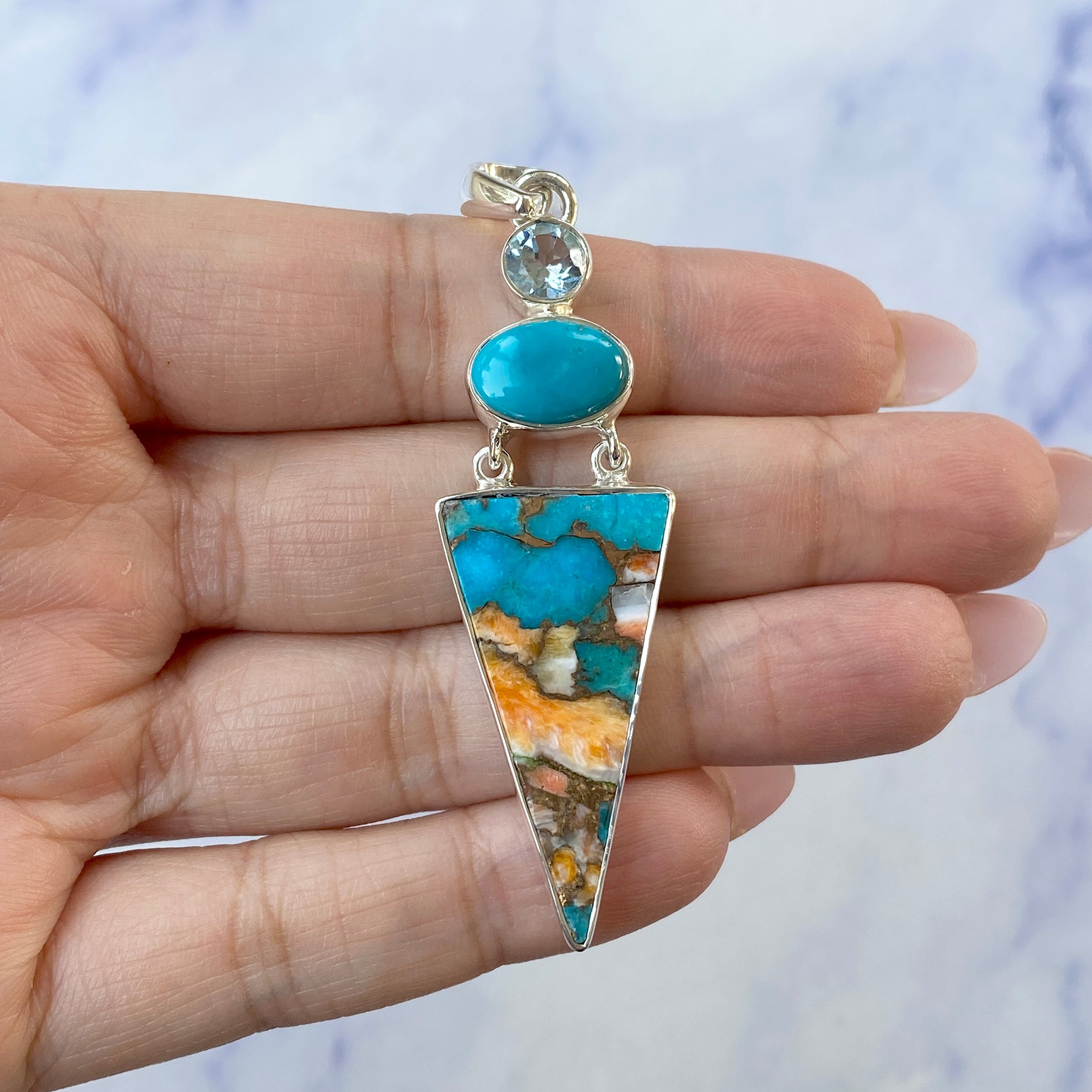 Spiny Oyster Turquoise Pendant-(TRO-P-44.)