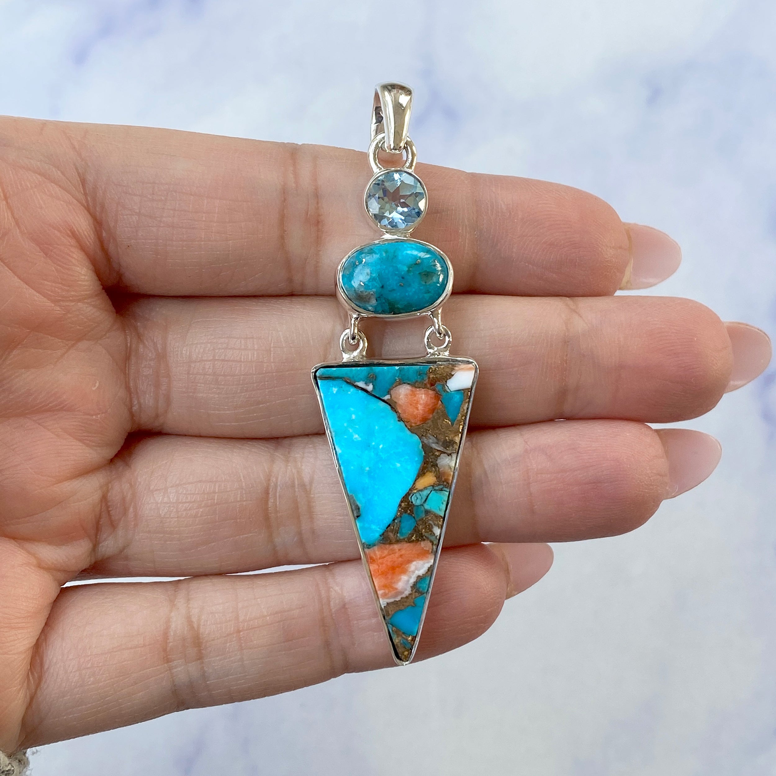 Spiny Oyster Turquoise Pendant-(TRO-P-46.)