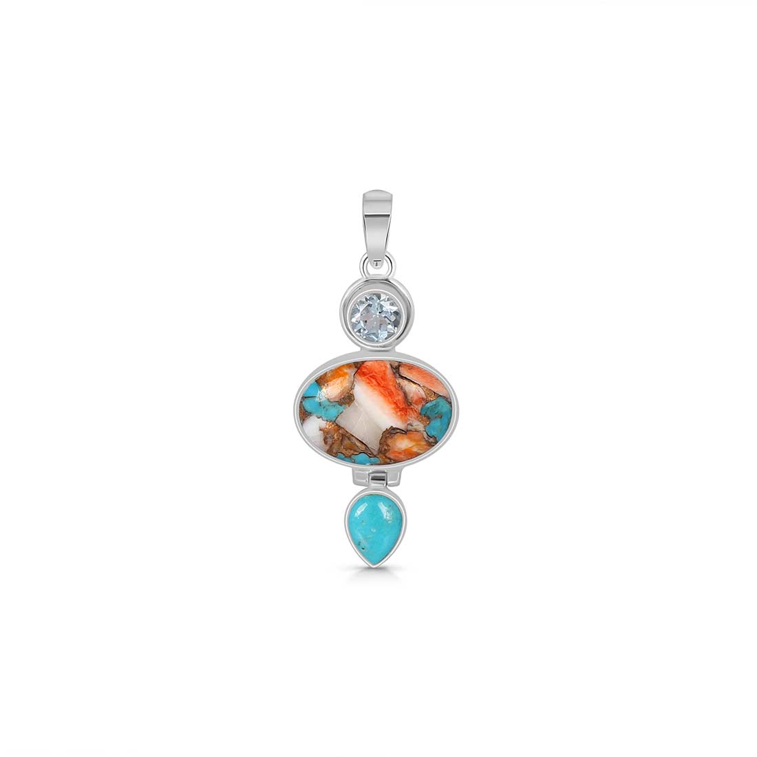 Spiny Oyster Turquoise Pendant-(TRO-P-47.)