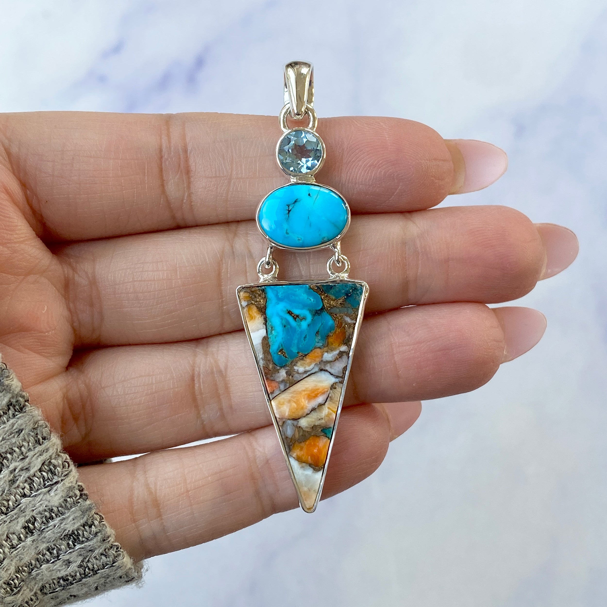 Spiny Oyster Turquoise Pendant-(TRO-P-50.)