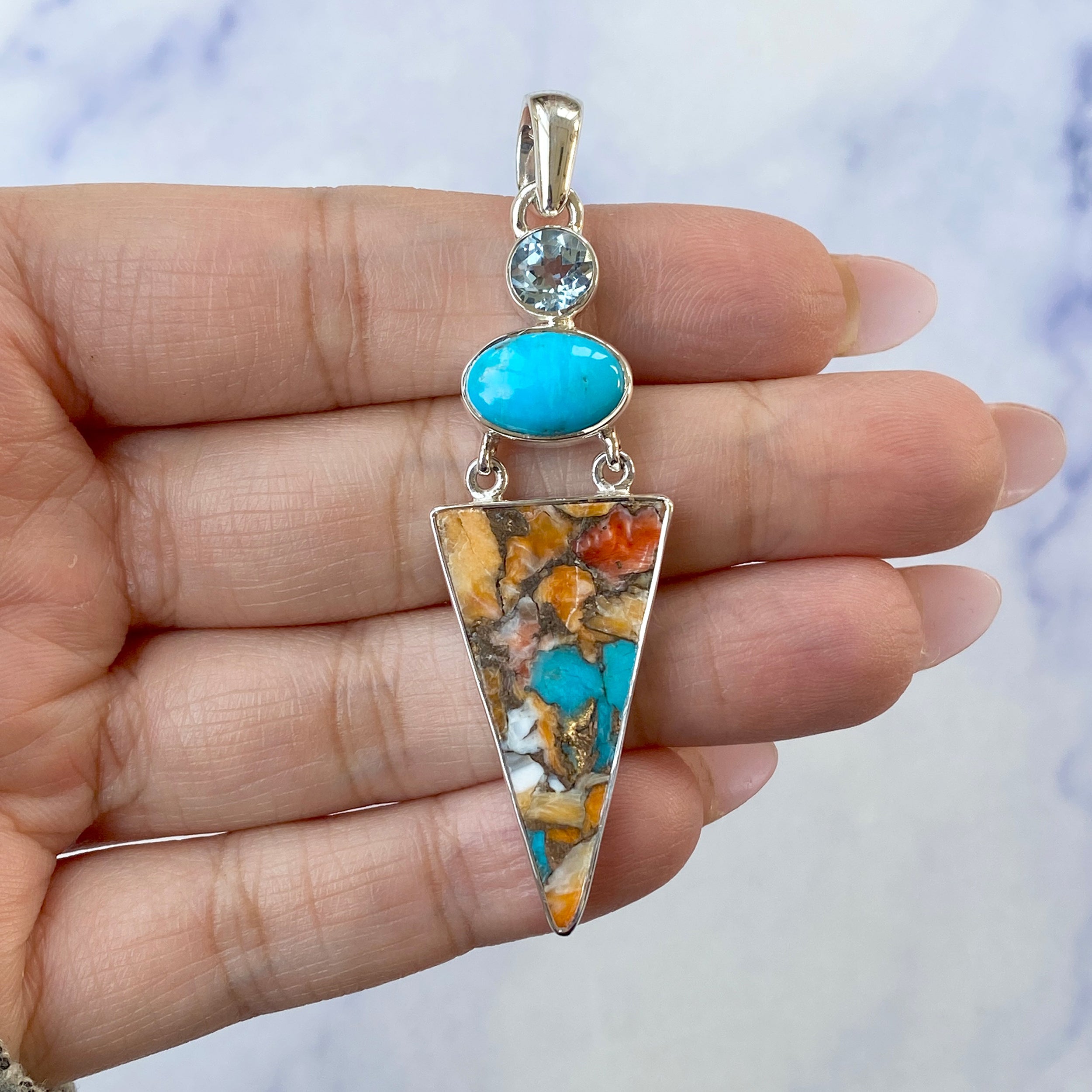 Spiny Oyster Turquoise Pendant-(TRO-P-53.)