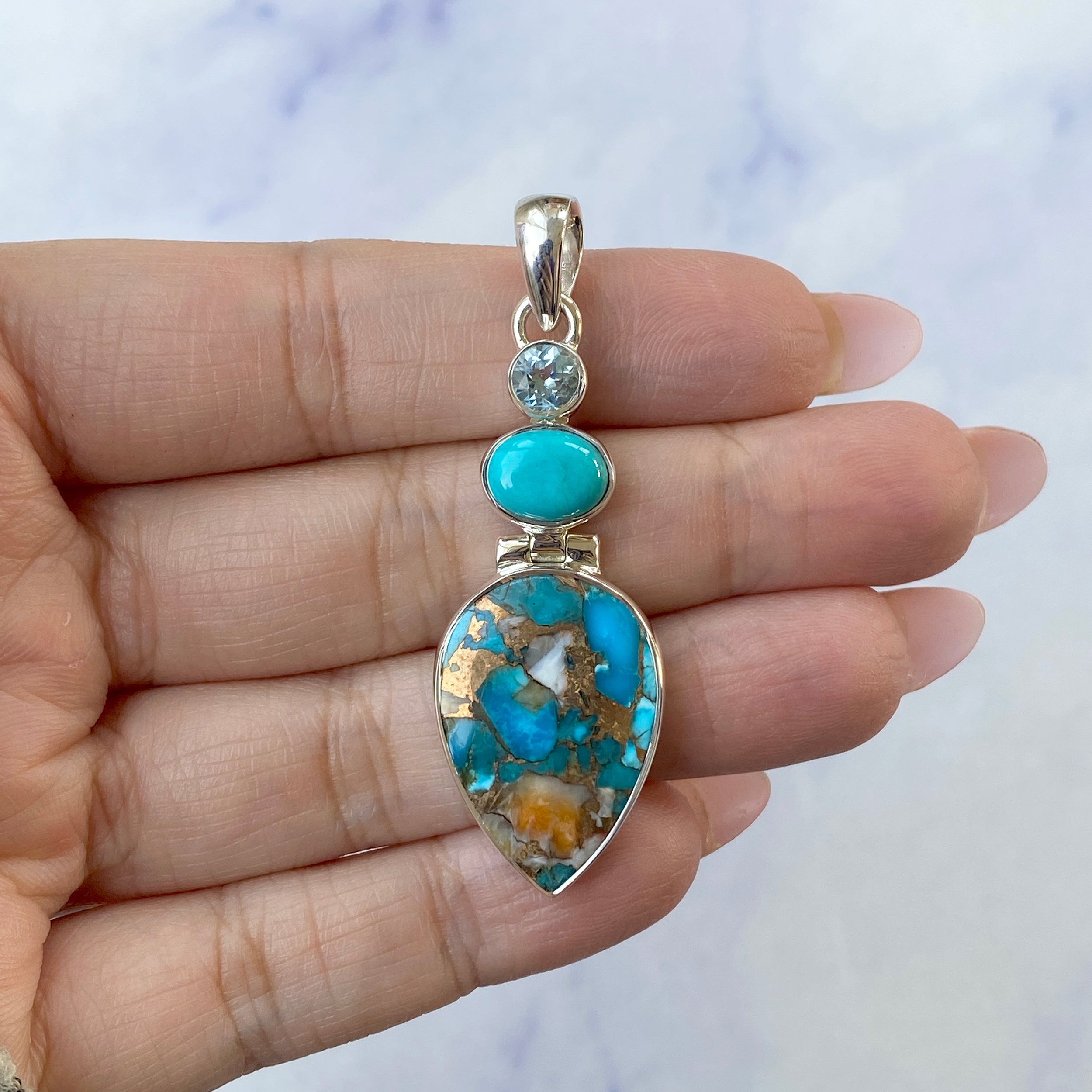 Spiny Oyster Turquoise Pendant-(TRO-P-60.)