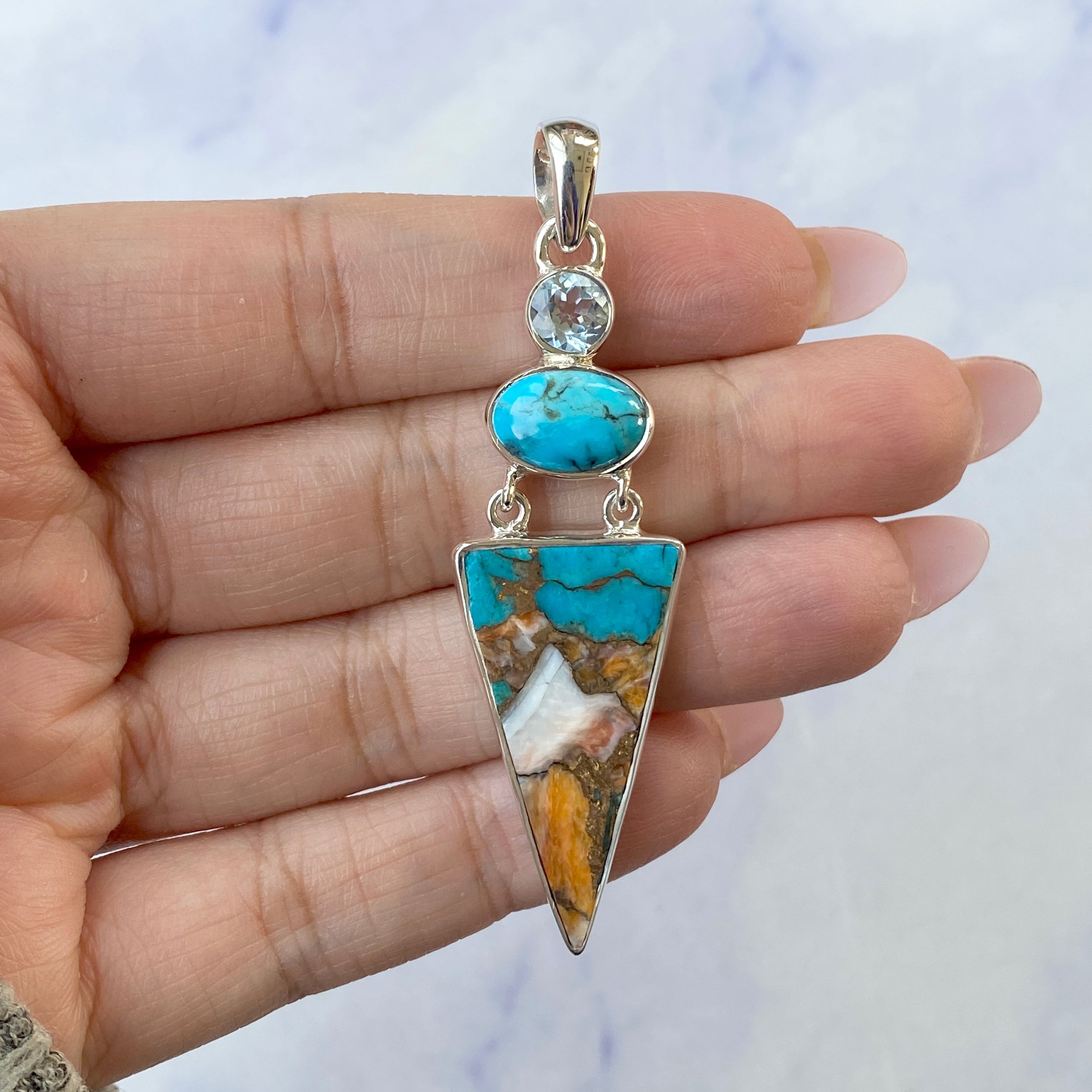 Spiny Oyster Turquoise Pendant-(TRO-P-61.)