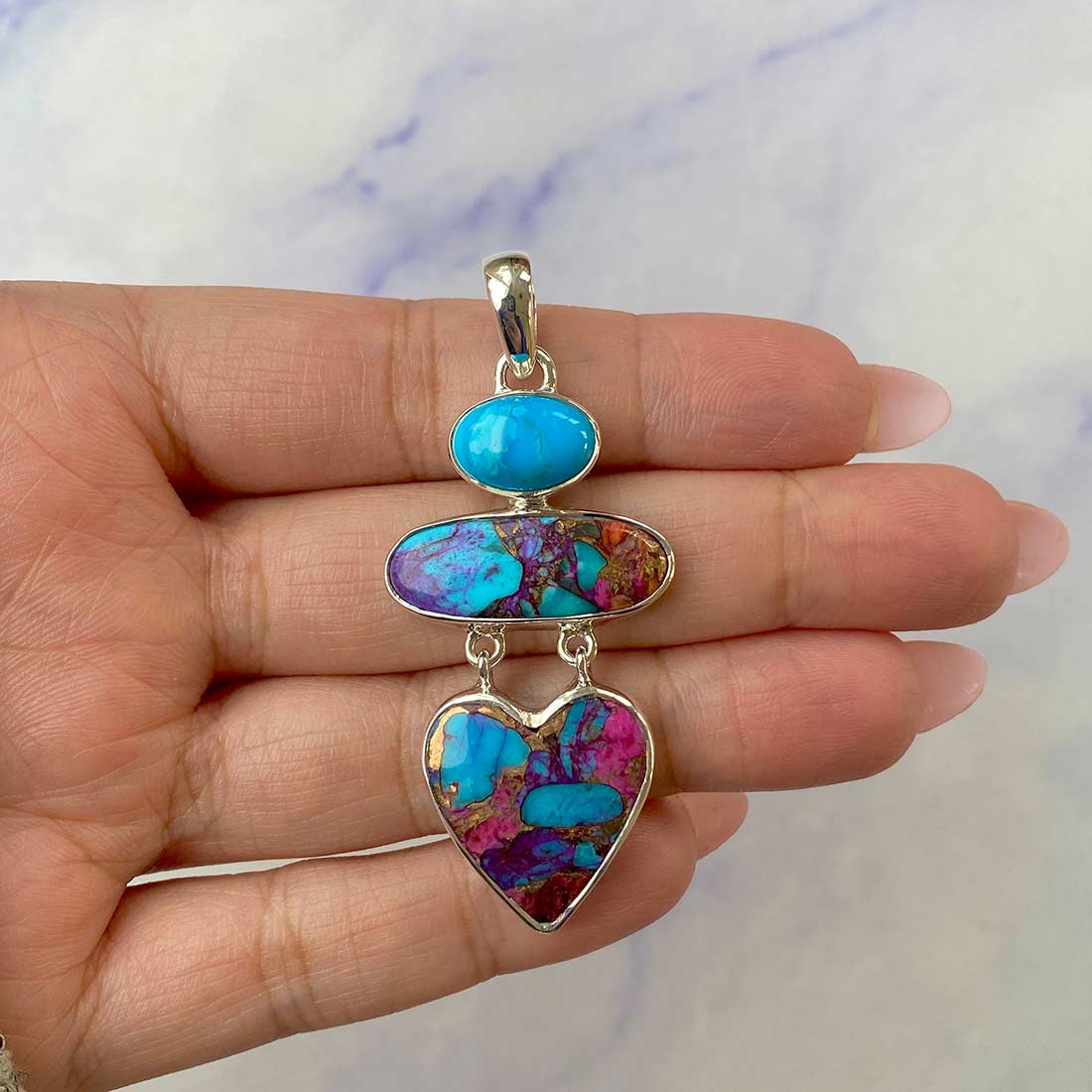 Spiny Oyster Turquoise Pendant-(TRO-P-68.)
