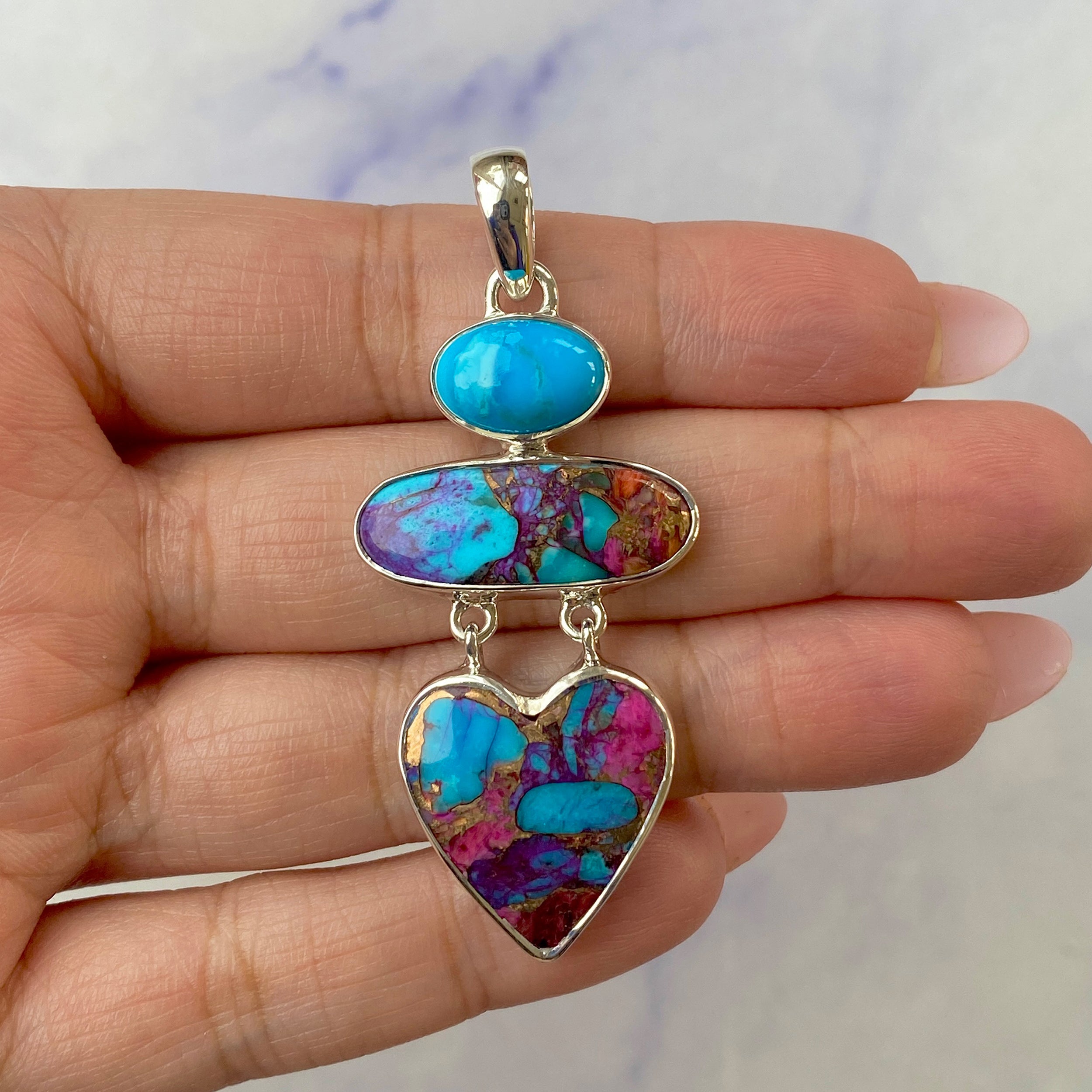 Spiny Oyster Turquoise Pendant-(TRO-P-68.)