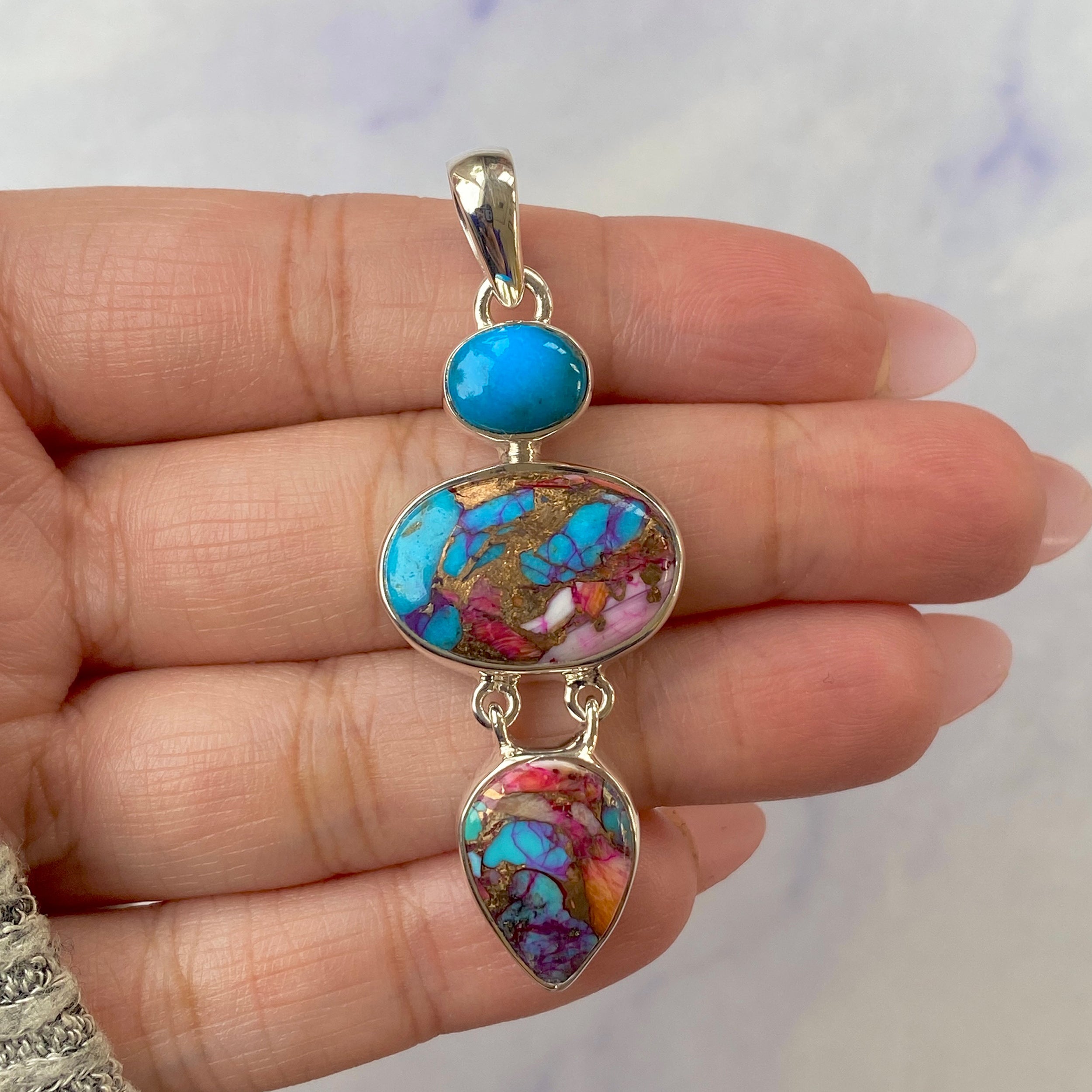 Spiny Oyster Turquoise Pendant-(TRO-P-70.)