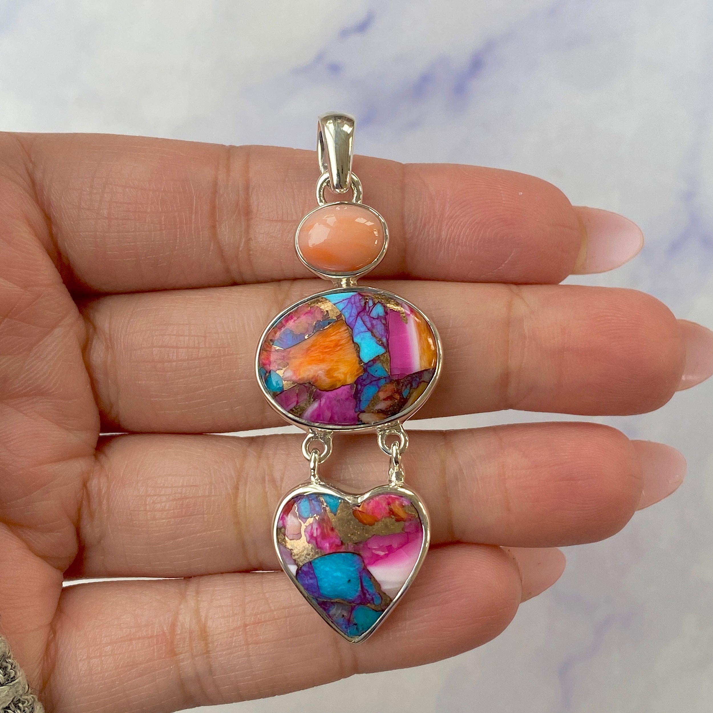 Spiny Oyster Turquoise Pendant-(TRO-P-74.)