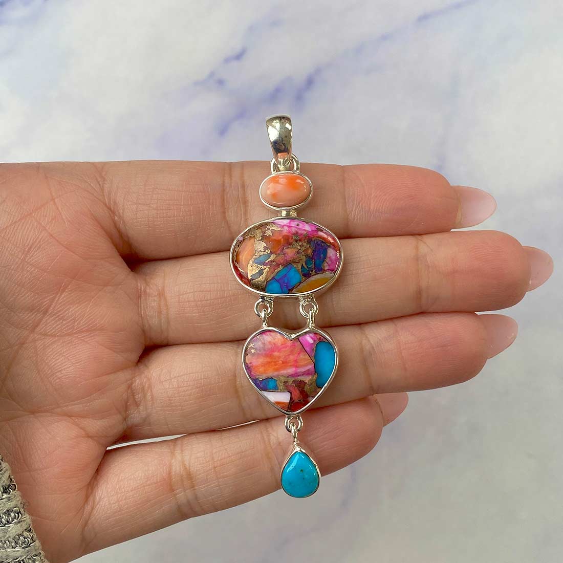Spiny Oyster Turquoise Pendant-(TRO-P-80.)