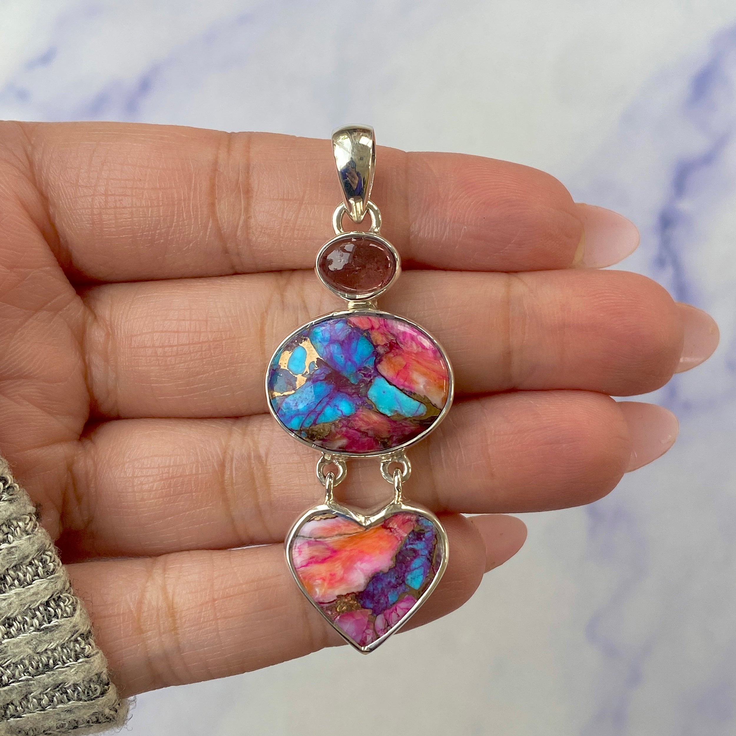 Spiny Oyster Turquoise Pendant-(TRO-P-83.)