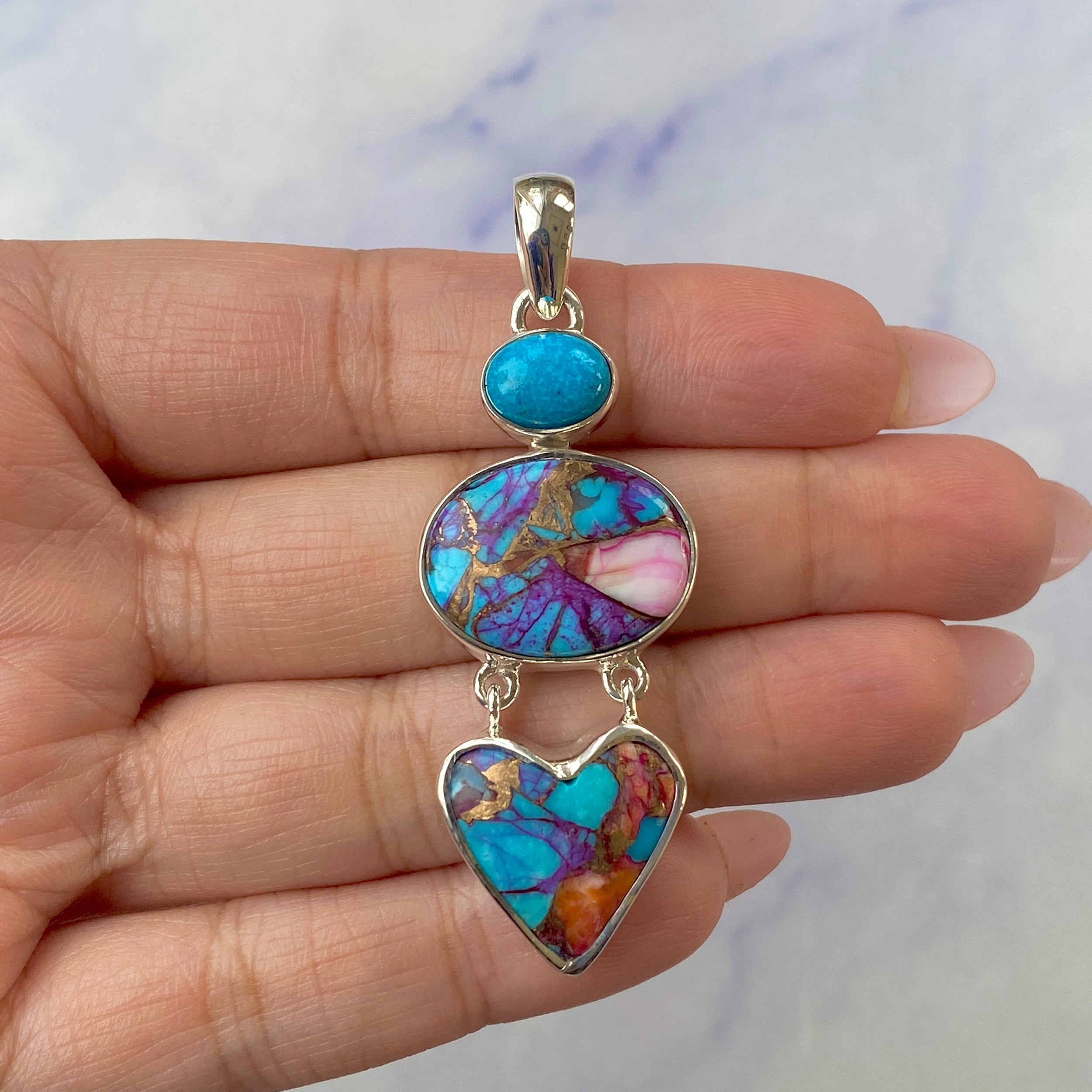Spiny Oyster Turquoise Pendant-(TRO-P-85.)