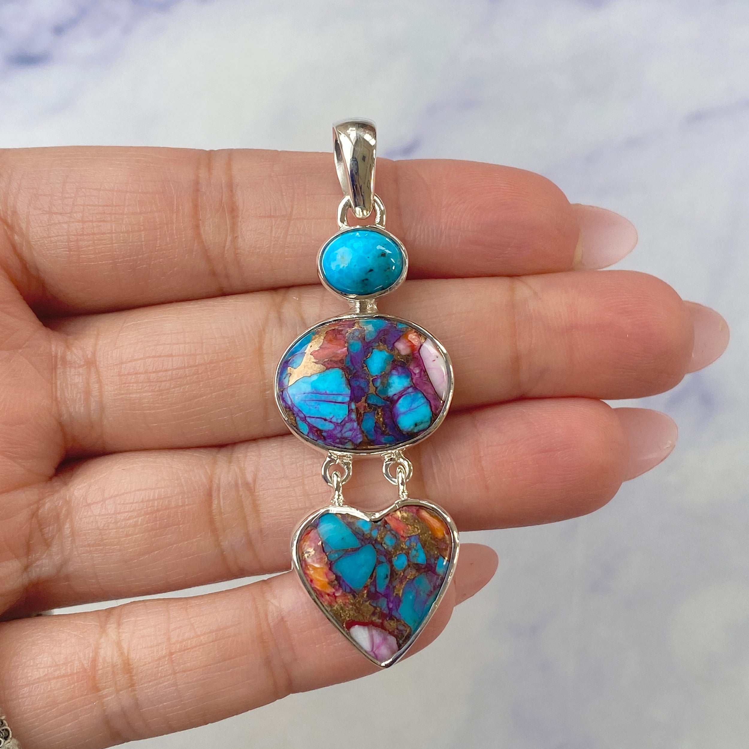 Spiny Oyster Turquoise Pendant-(TRO-P-86.)