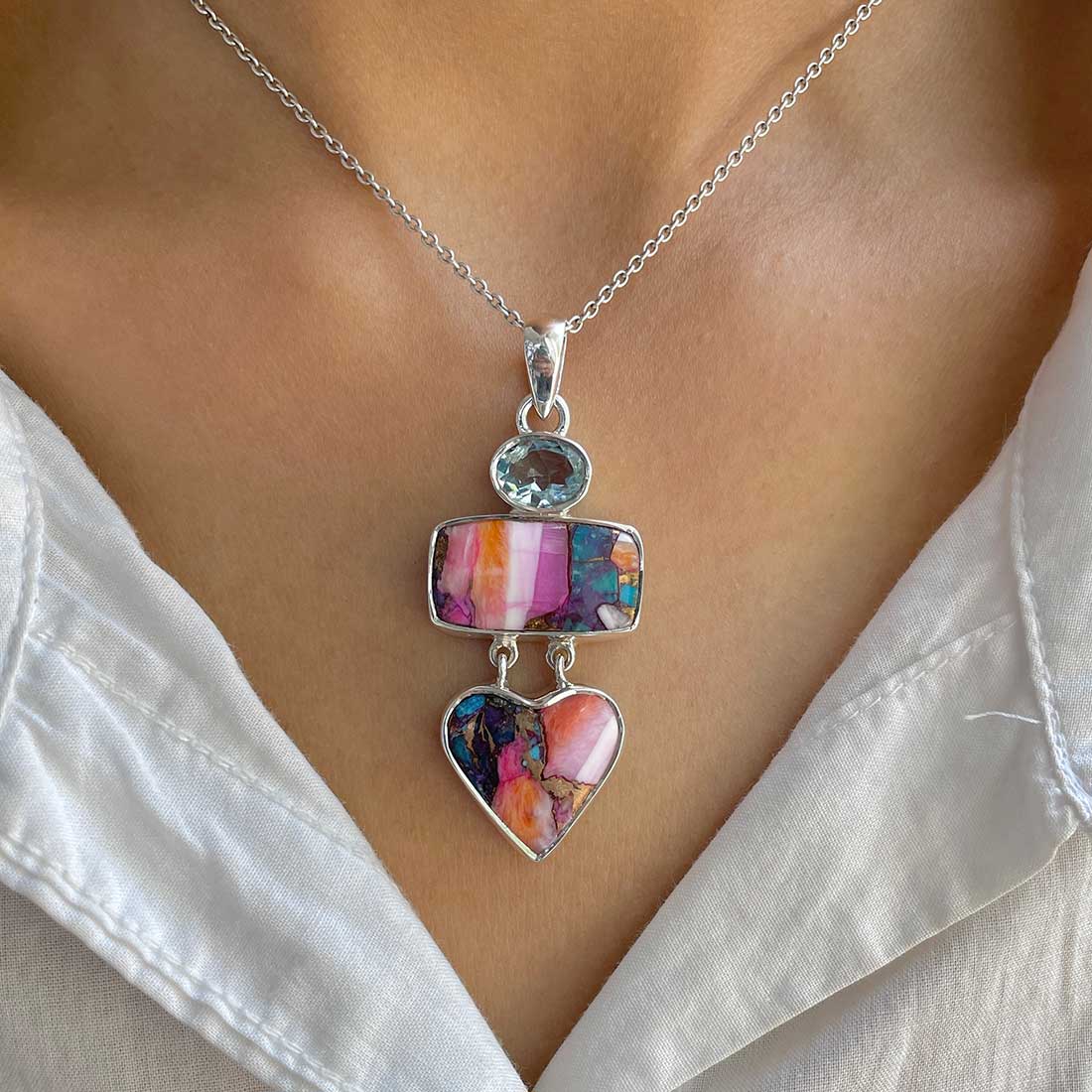 Spiny Oyster Turquoise Pendant-(TRO-P-94.)