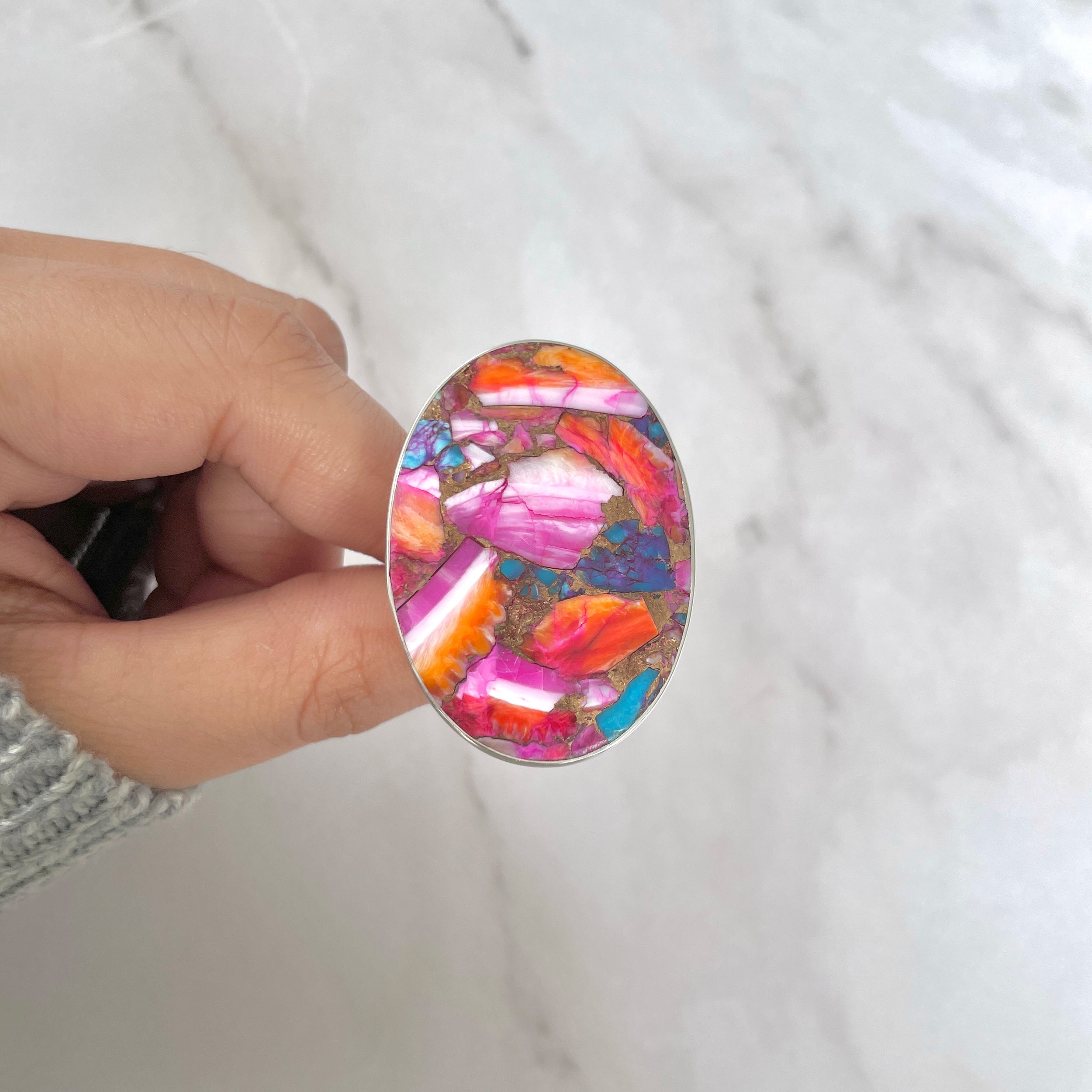 Spiny Oyster Turquoise Ring-(TRO-R-100.)