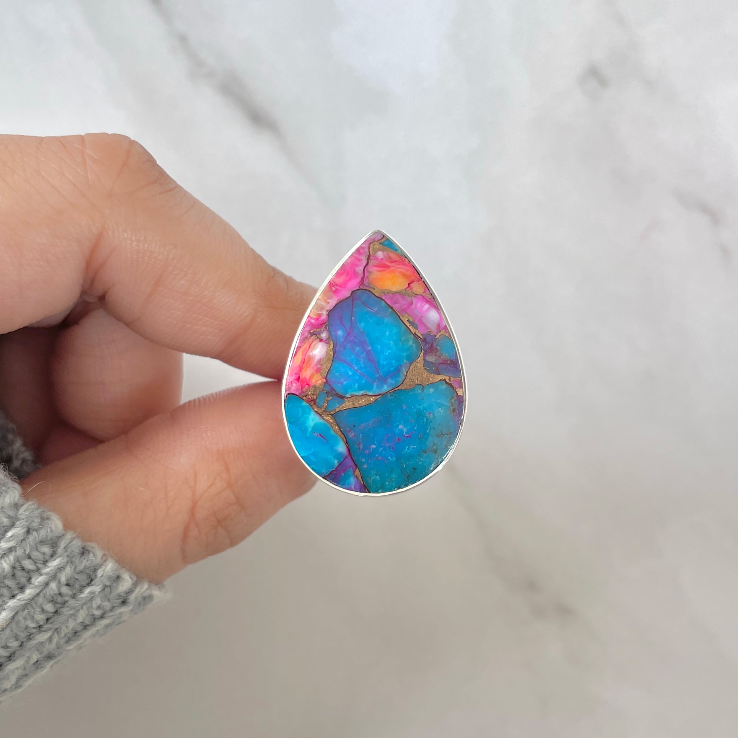 Spiny Oyster Turquoise Ring-(TRO-R-110.)