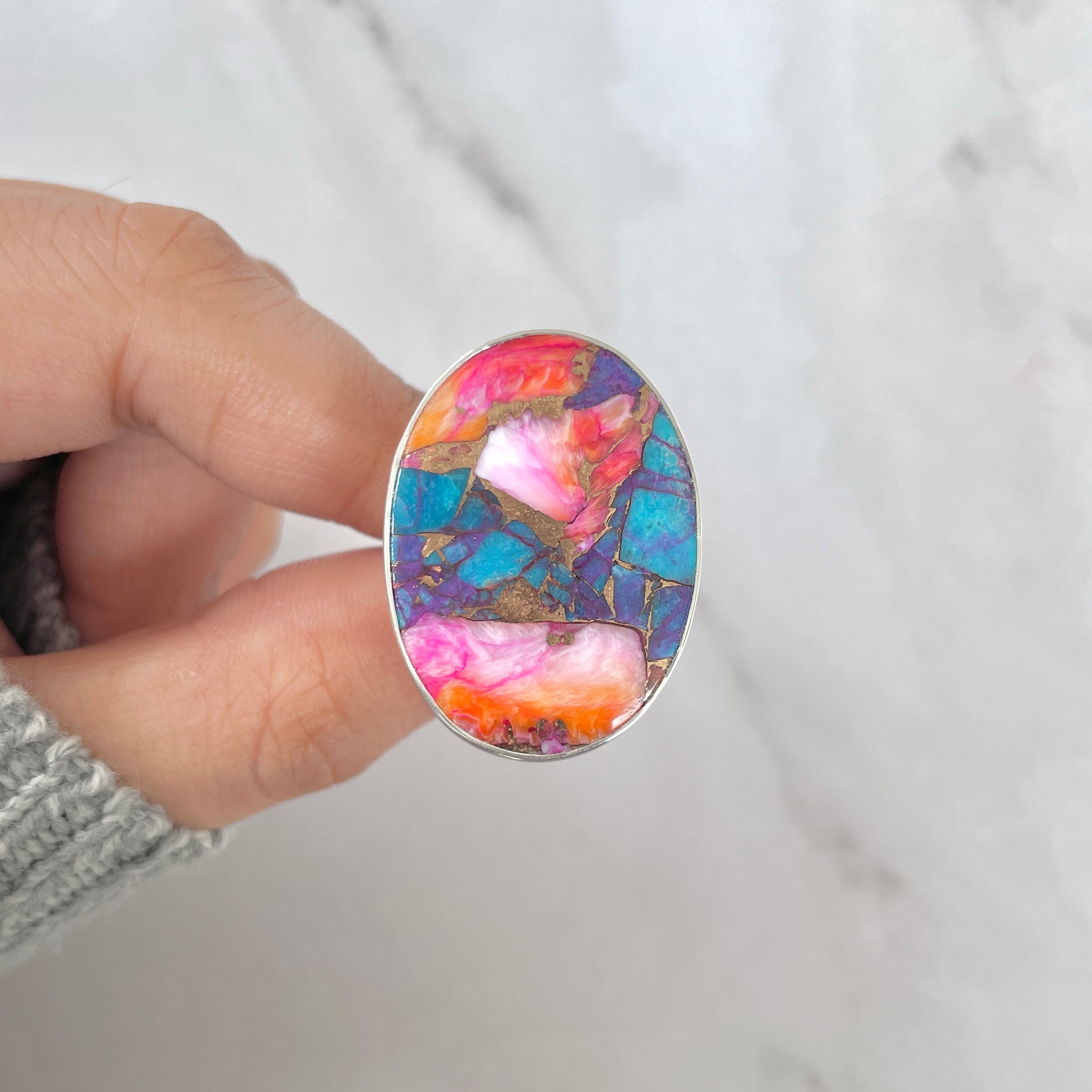 Spiny Oyster Turquoise Ring-(TRO-R-111.)