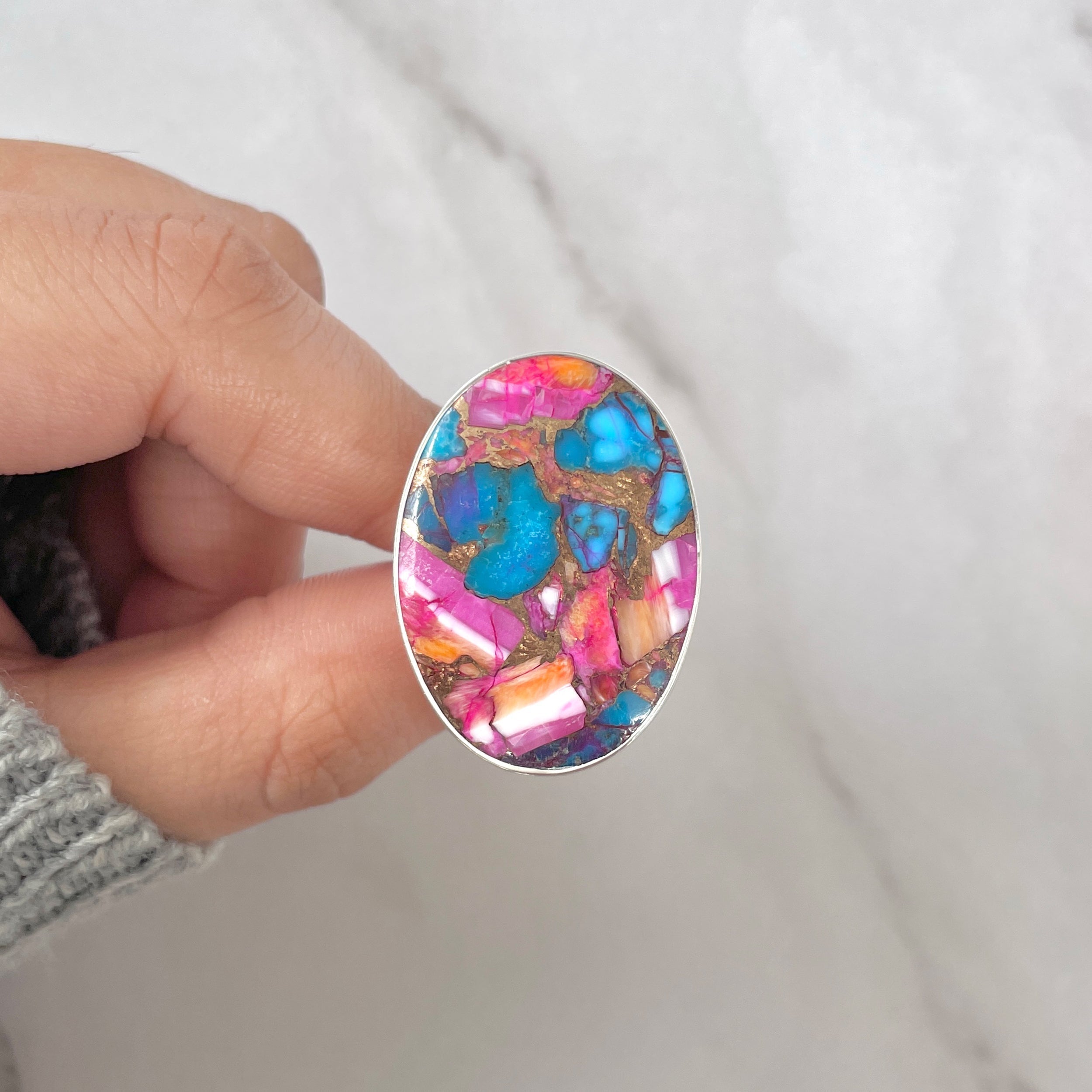 Spiny Oyster Turquoise Ring-(TRO-R-113.)