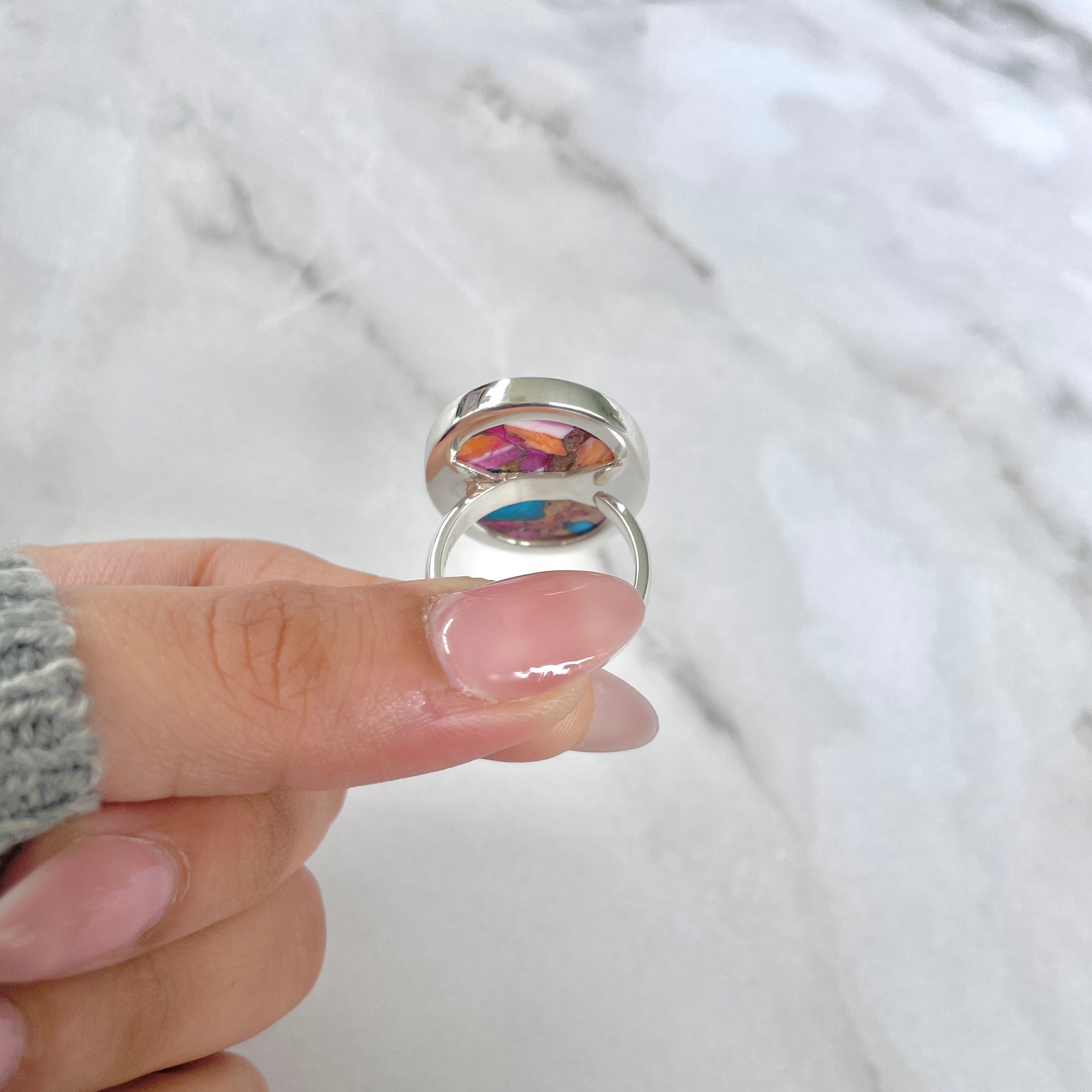 Spiny Oyster Turquoise Ring-(TRO-R-113.)
