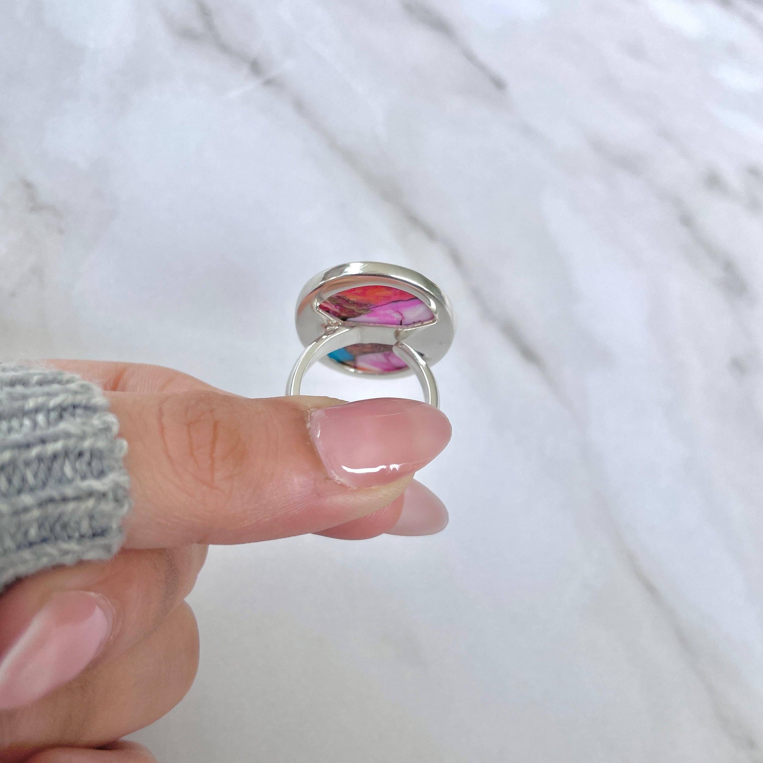 Spiny Oyster Turquoise Ring-(TRO-R-119.)