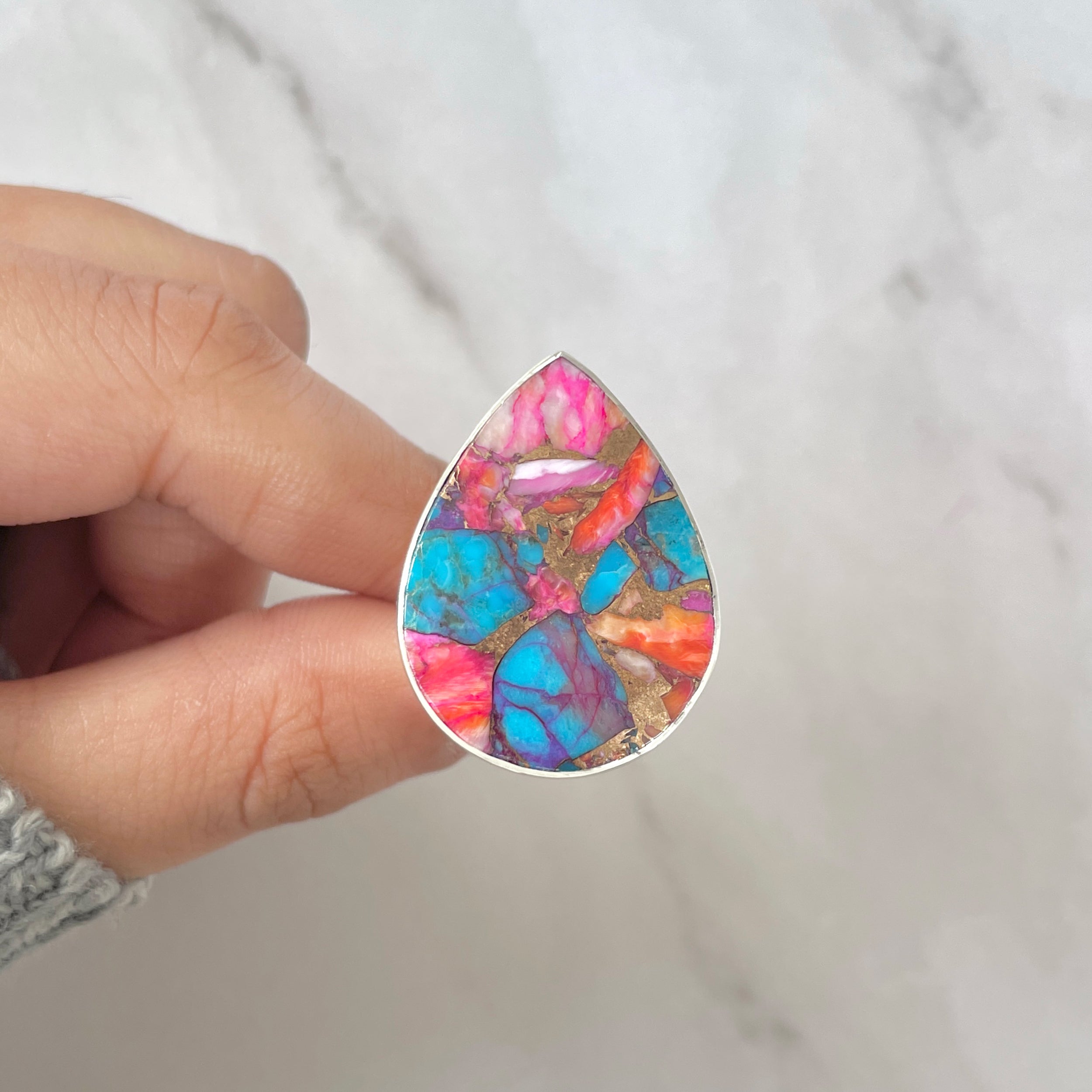 Spiny Oyster Turquoise Ring-(TRO-R-127.)