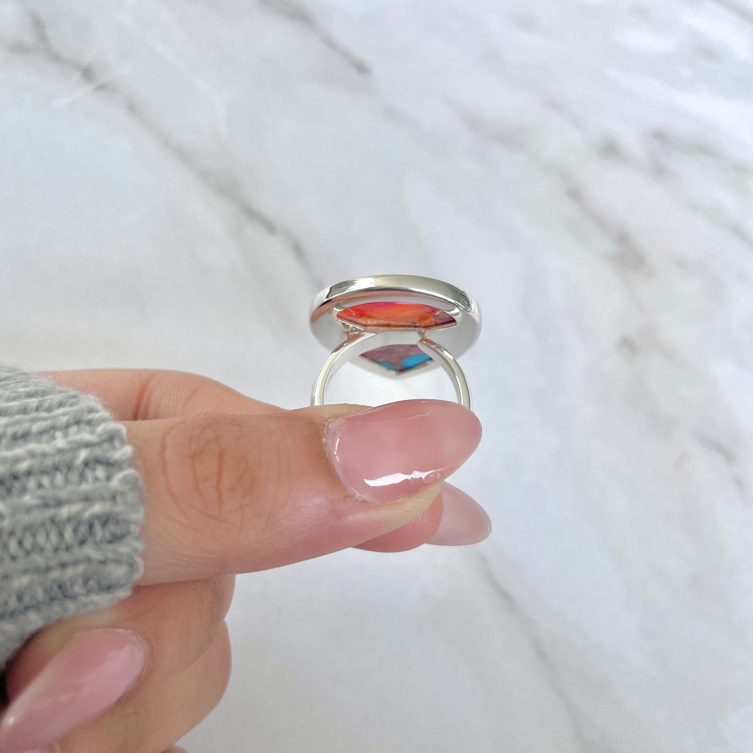 Spiny Oyster Turquoise Ring-(TRO-R-128.)