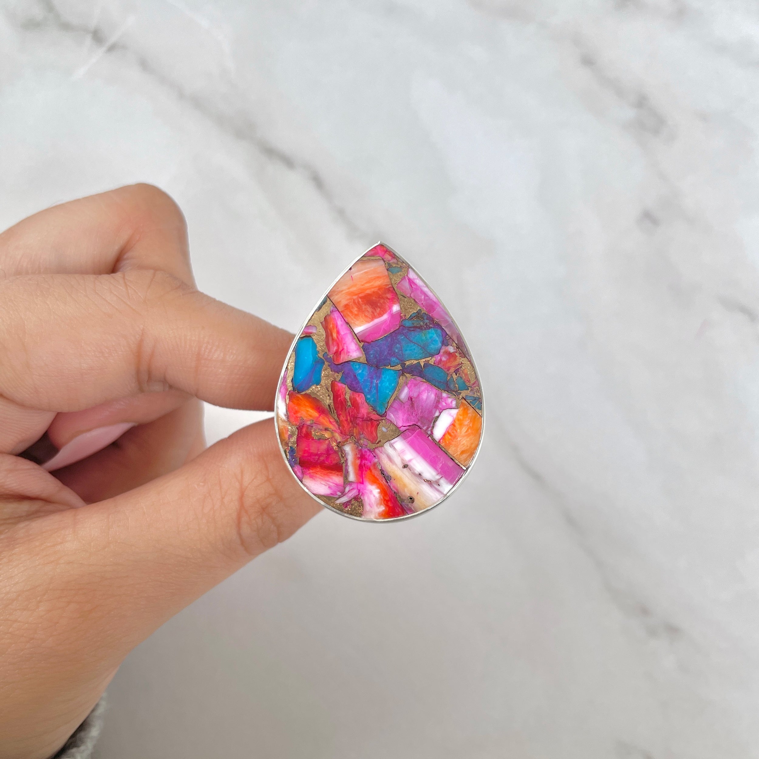 Spiny Oyster Turquoise Ring-(TRO-R-130.)