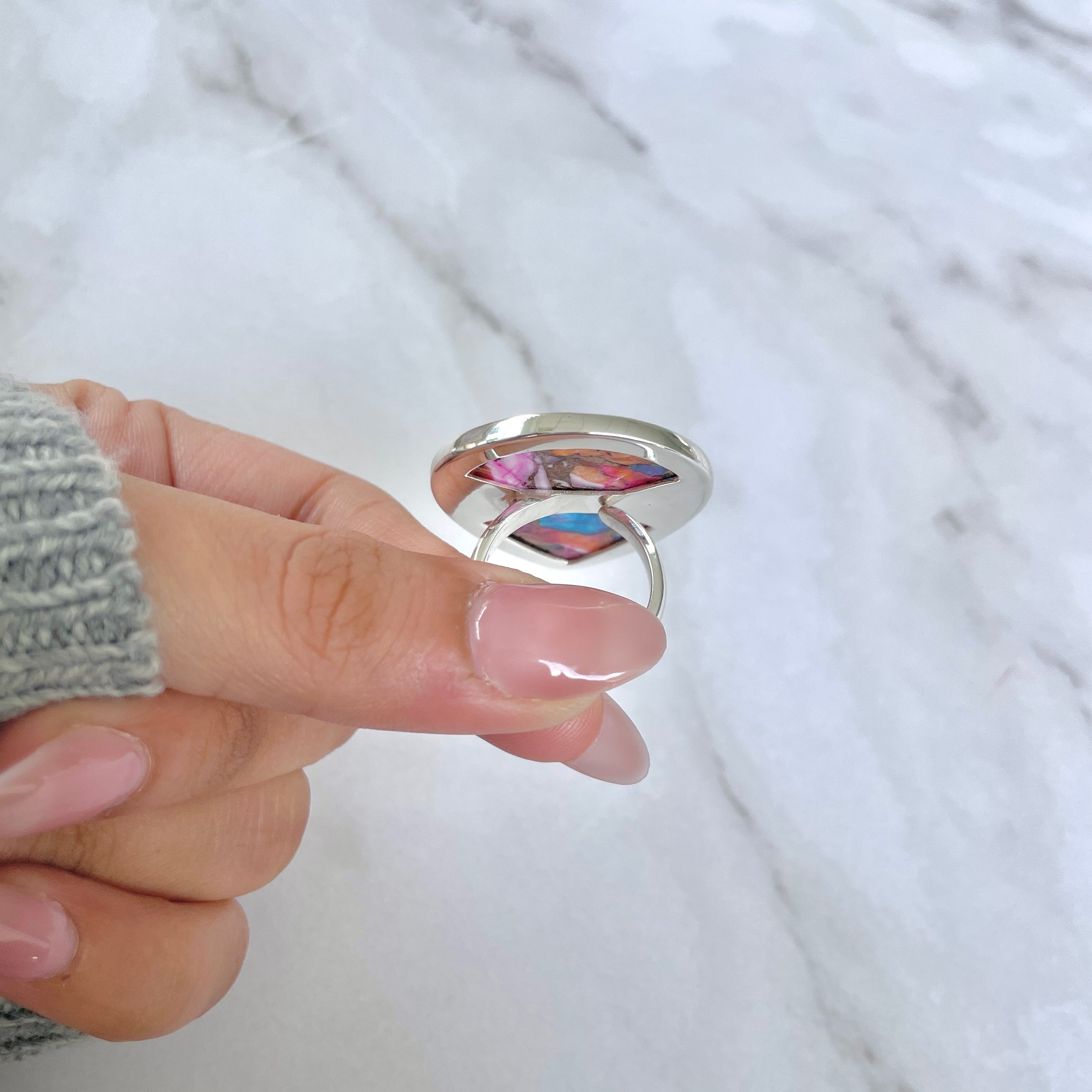 Spiny Oyster Turquoise Ring-(TRO-R-131.)