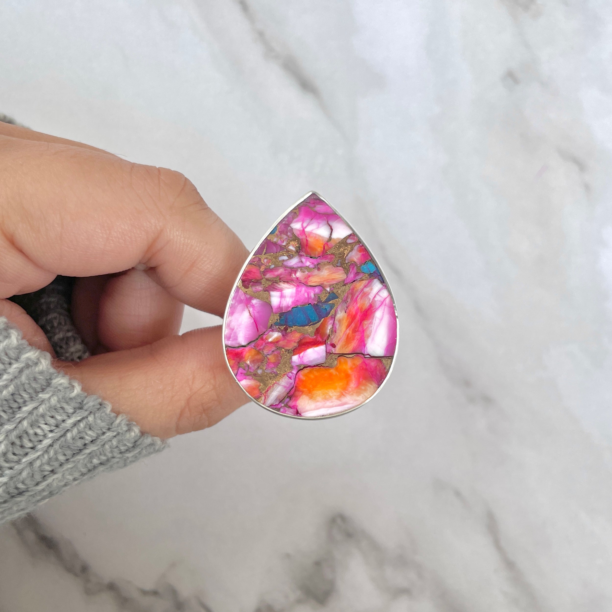 Spiny Oyster Turquoise Ring-(TRO-R-132.)