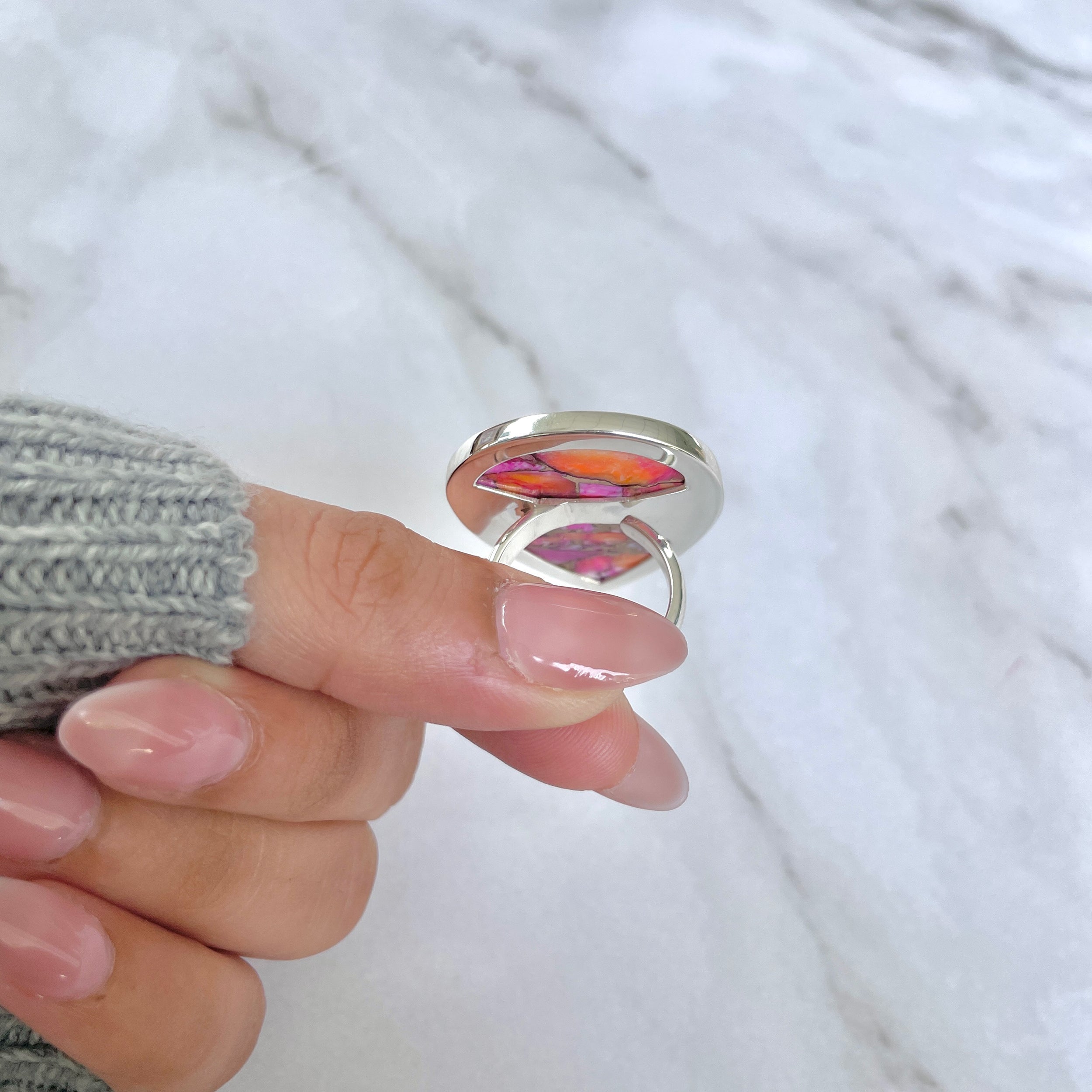 Spiny Oyster Turquoise Ring-(TRO-R-132.)