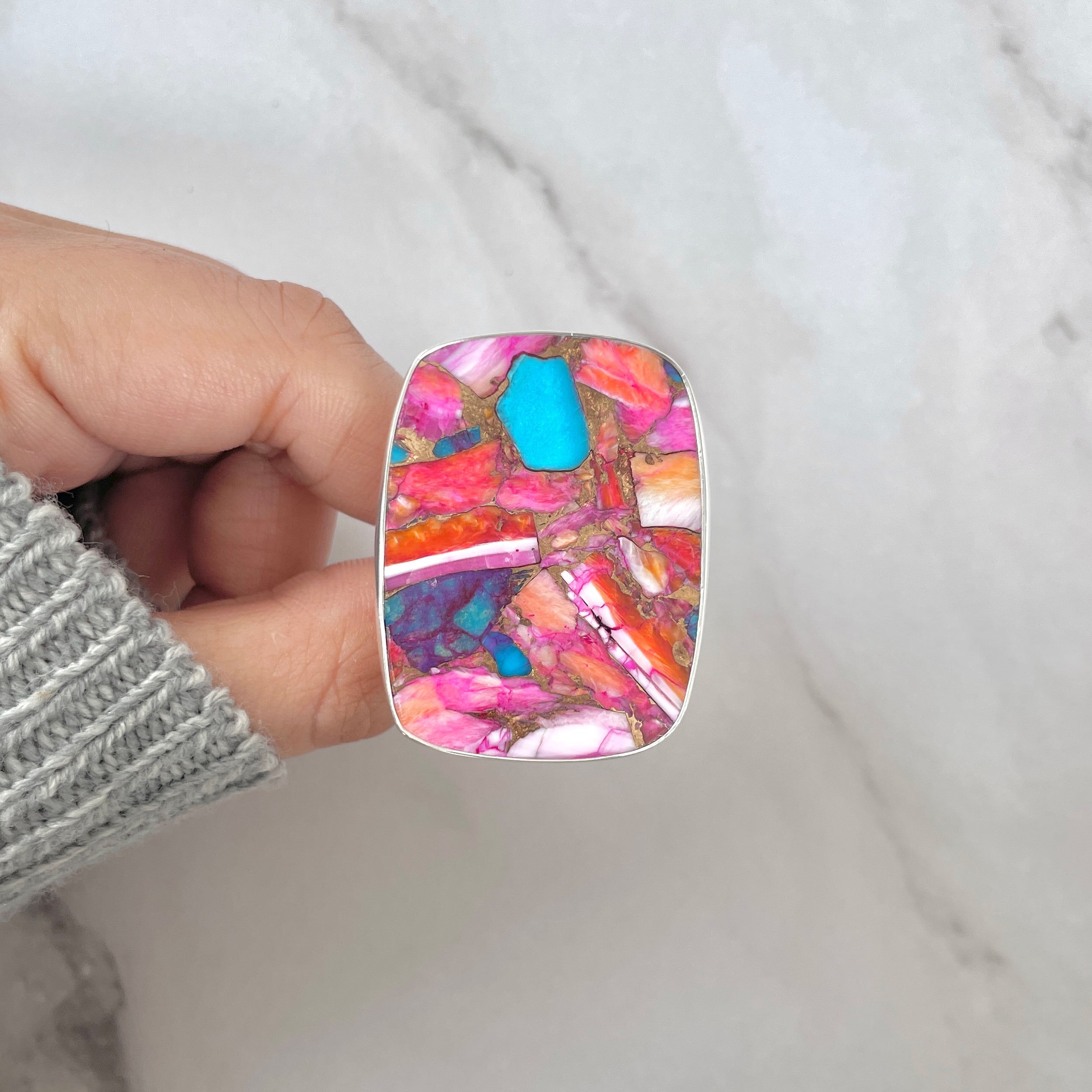 Spiny Oyster Turquoise Ring-(TRO-R-135.)