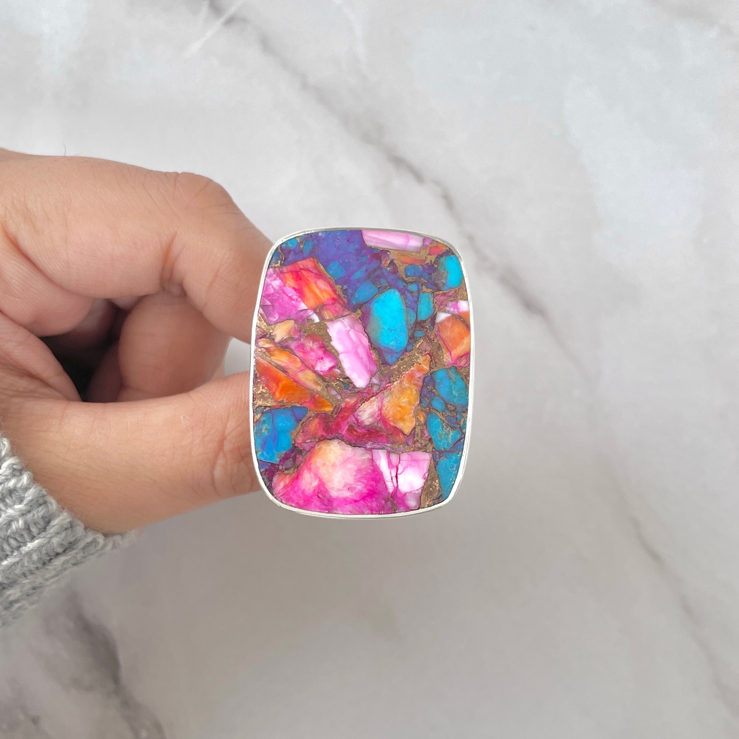 Spiny Oyster Turquoise Ring-(TRO-R-137.)