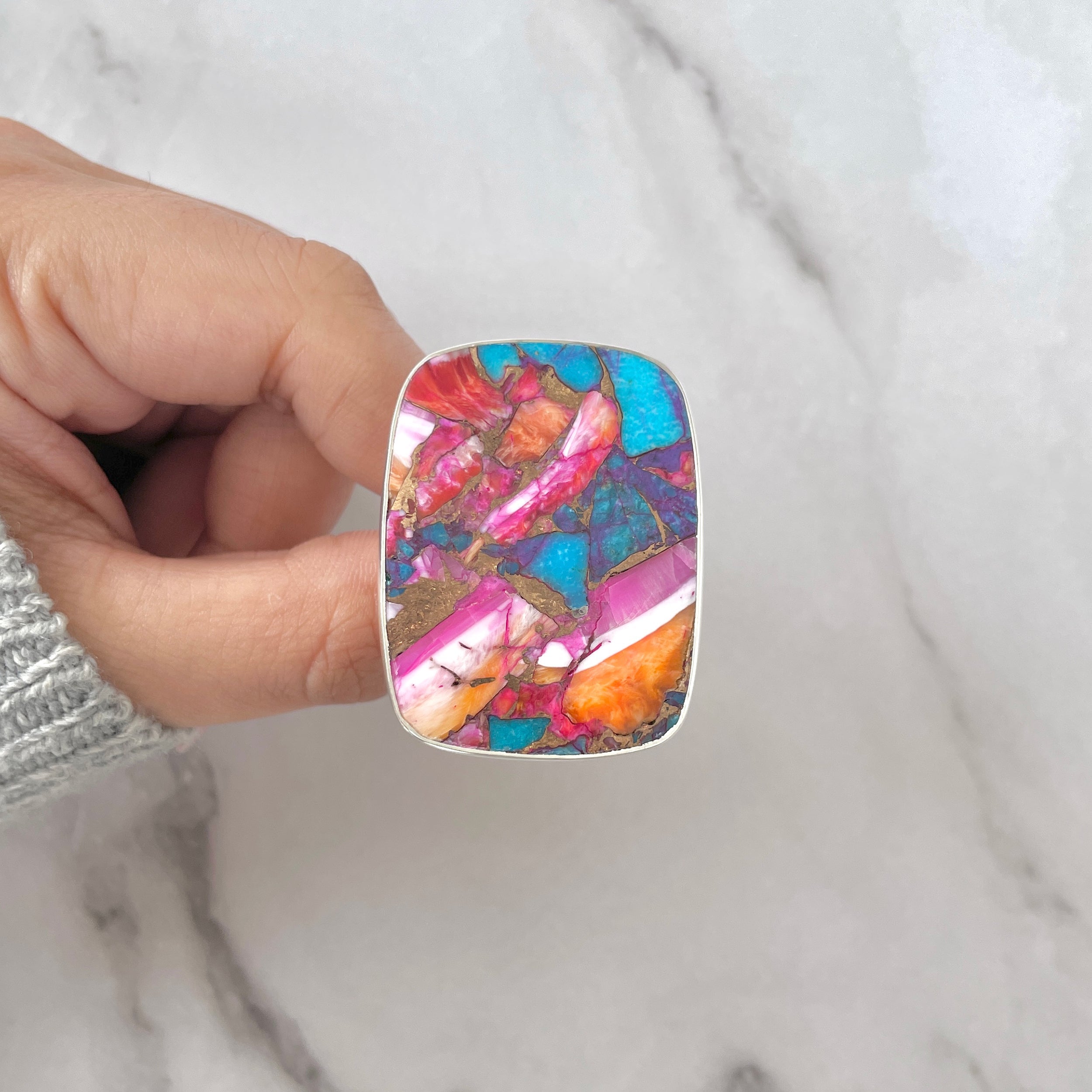 Spiny Oyster Turquoise Ring-(TRO-R-138.)