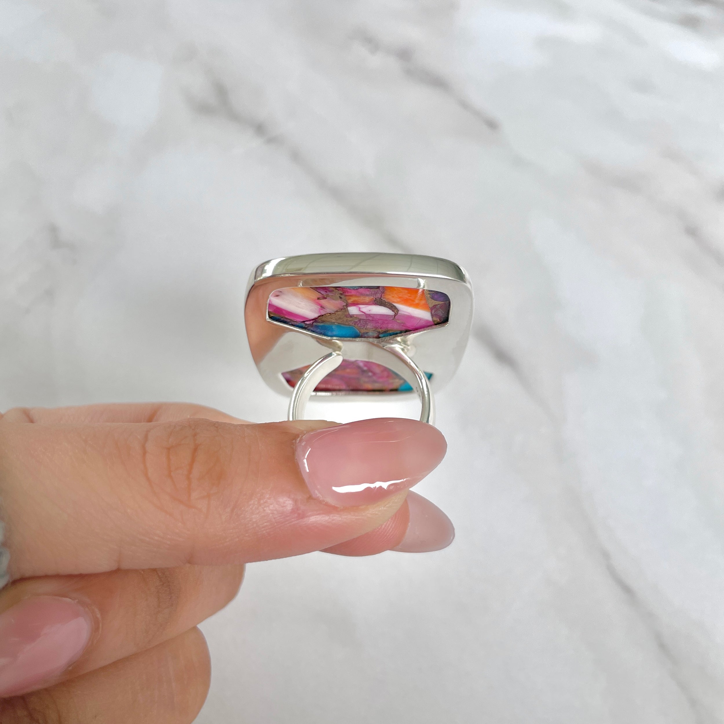 Spiny Oyster Turquoise Ring-(TRO-R-138.)