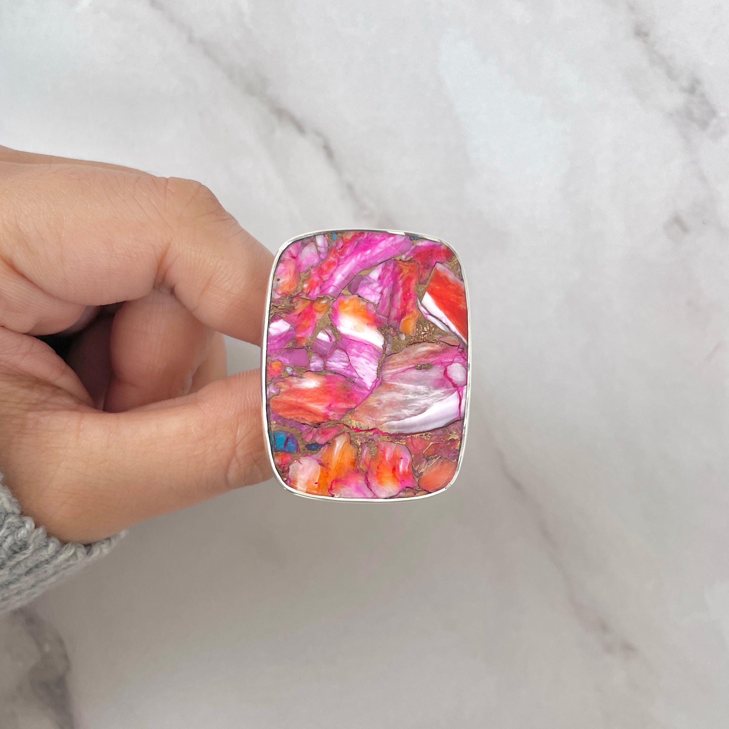 Spiny Oyster Turquoise Ring-(TRO-R-139.)