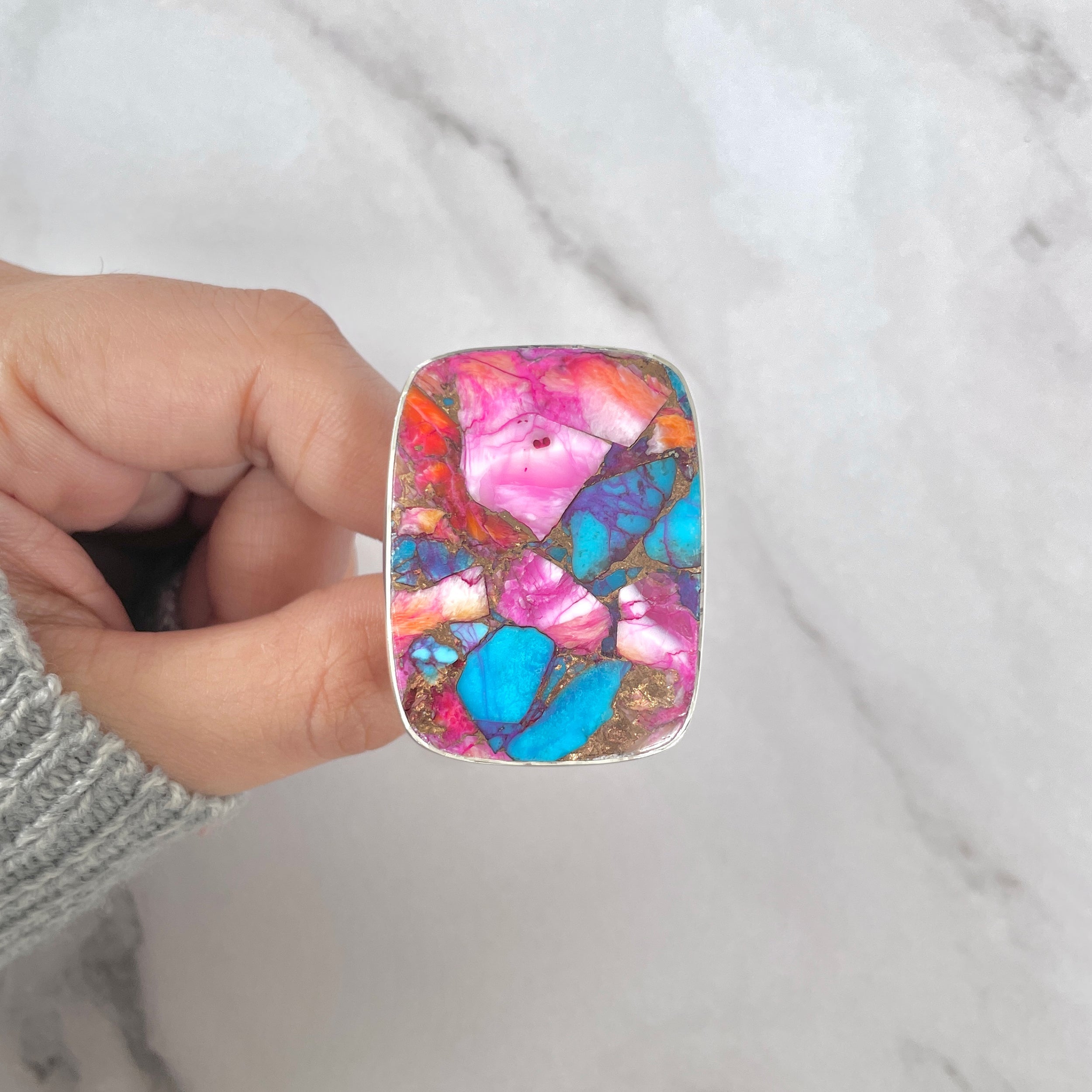 Spiny Oyster Turquoise Ring-(TRO-R-140.)