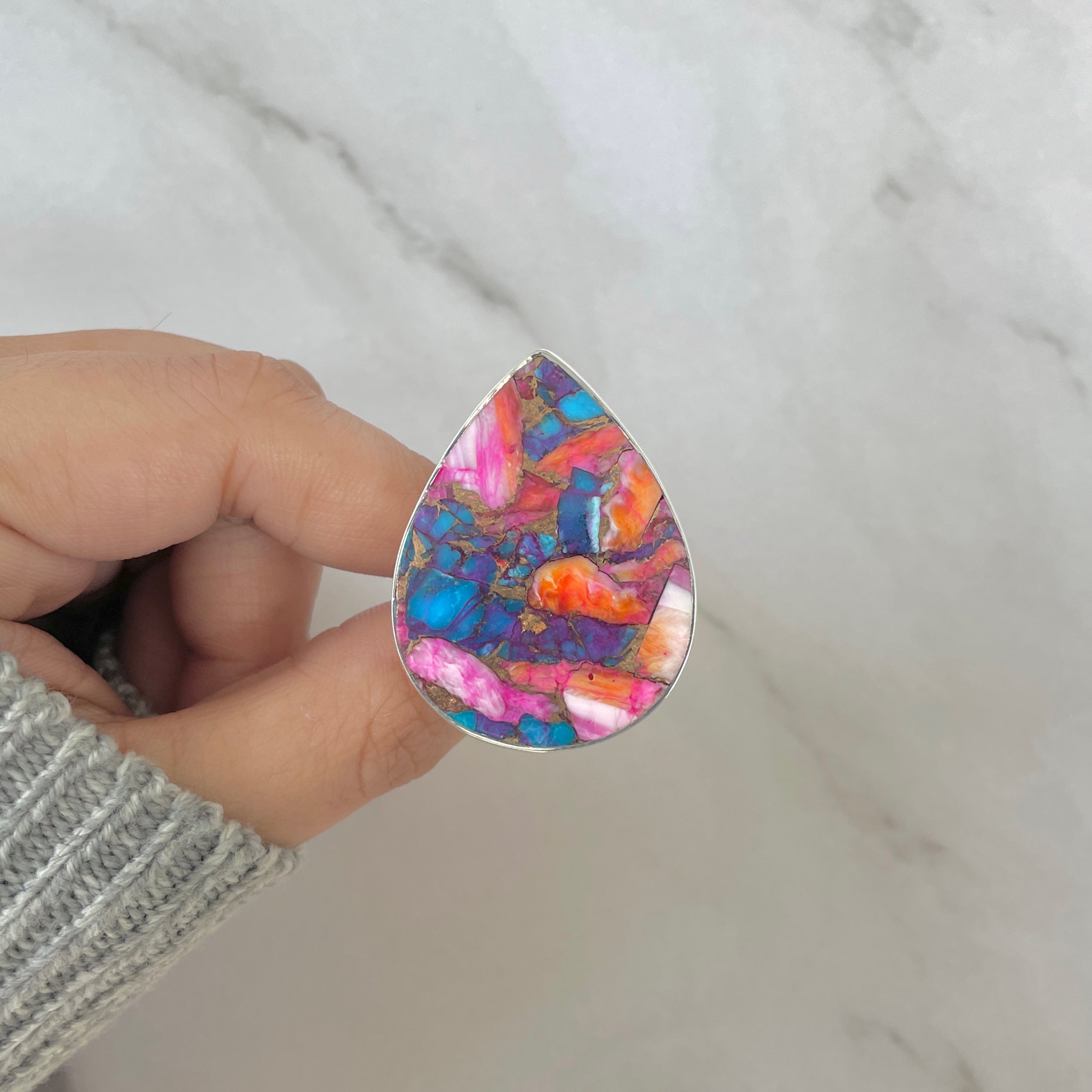 Spiny Oyster Turquoise Ring-(TRO-R-142.)