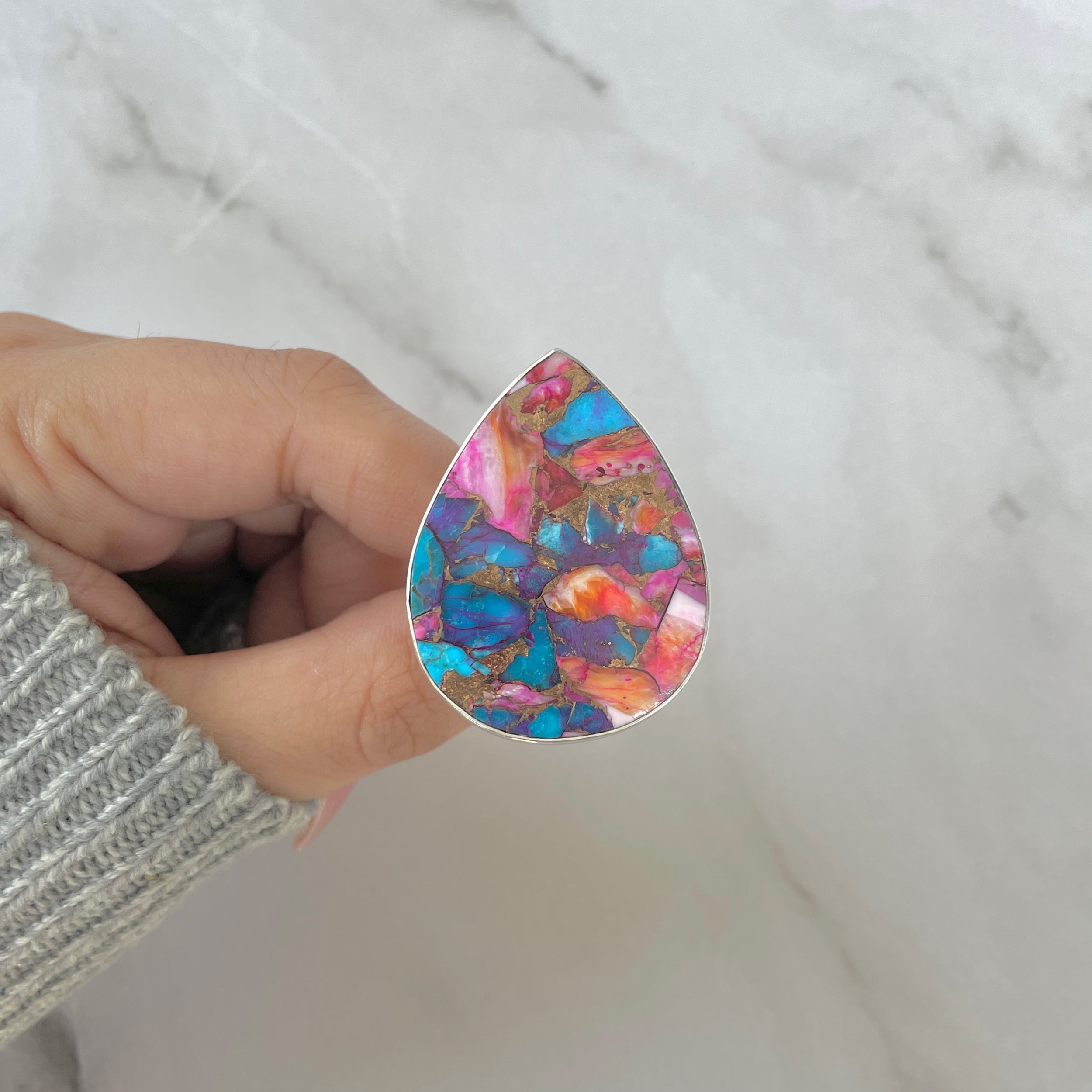 Spiny Oyster Turquoise Ring-(TRO-R-143.)