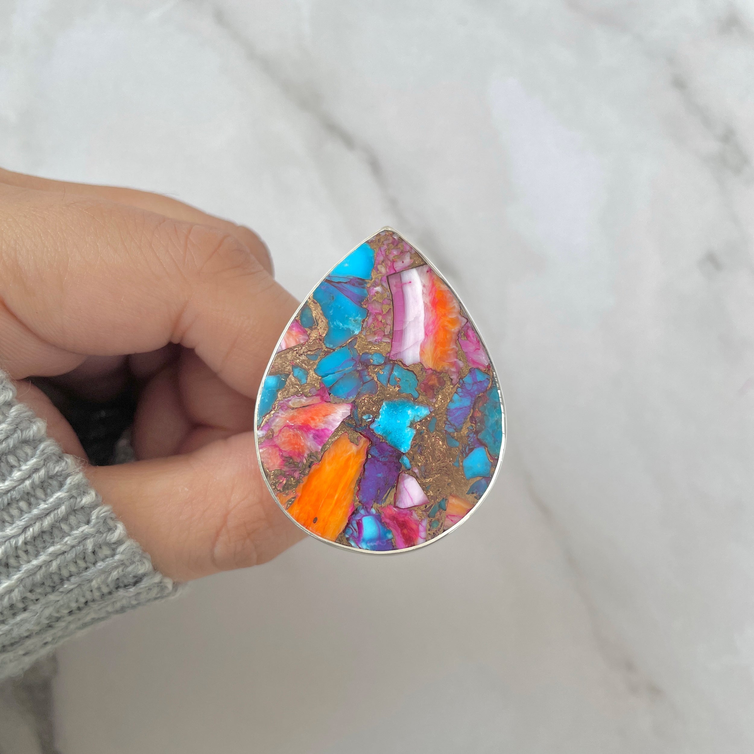 Spiny Oyster Turquoise Ring-(TRO-R-147.)