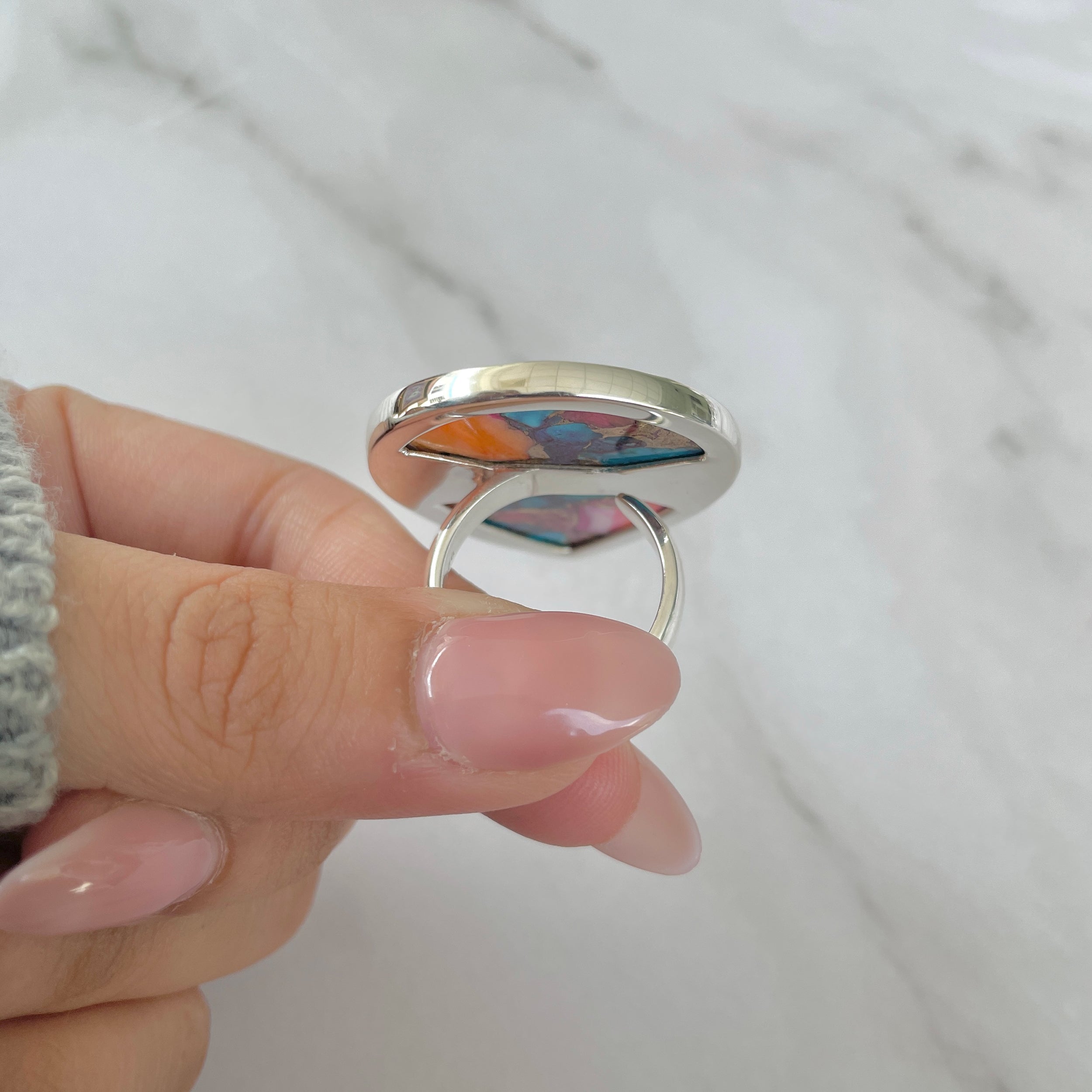 Spiny Oyster Turquoise Ring-(TRO-R-147.)