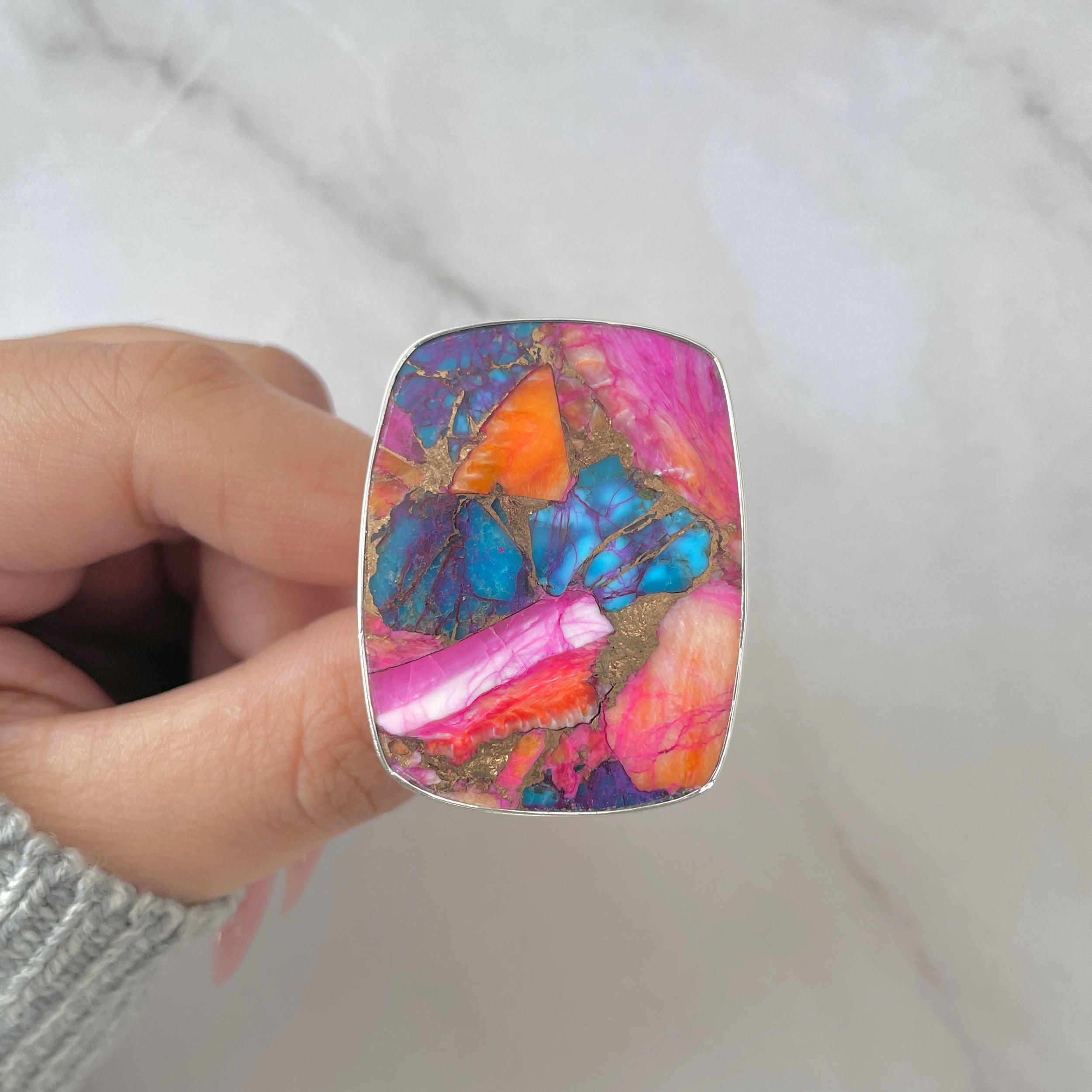 Spiny Oyster Turquoise Ring-(TRO-R-148.)