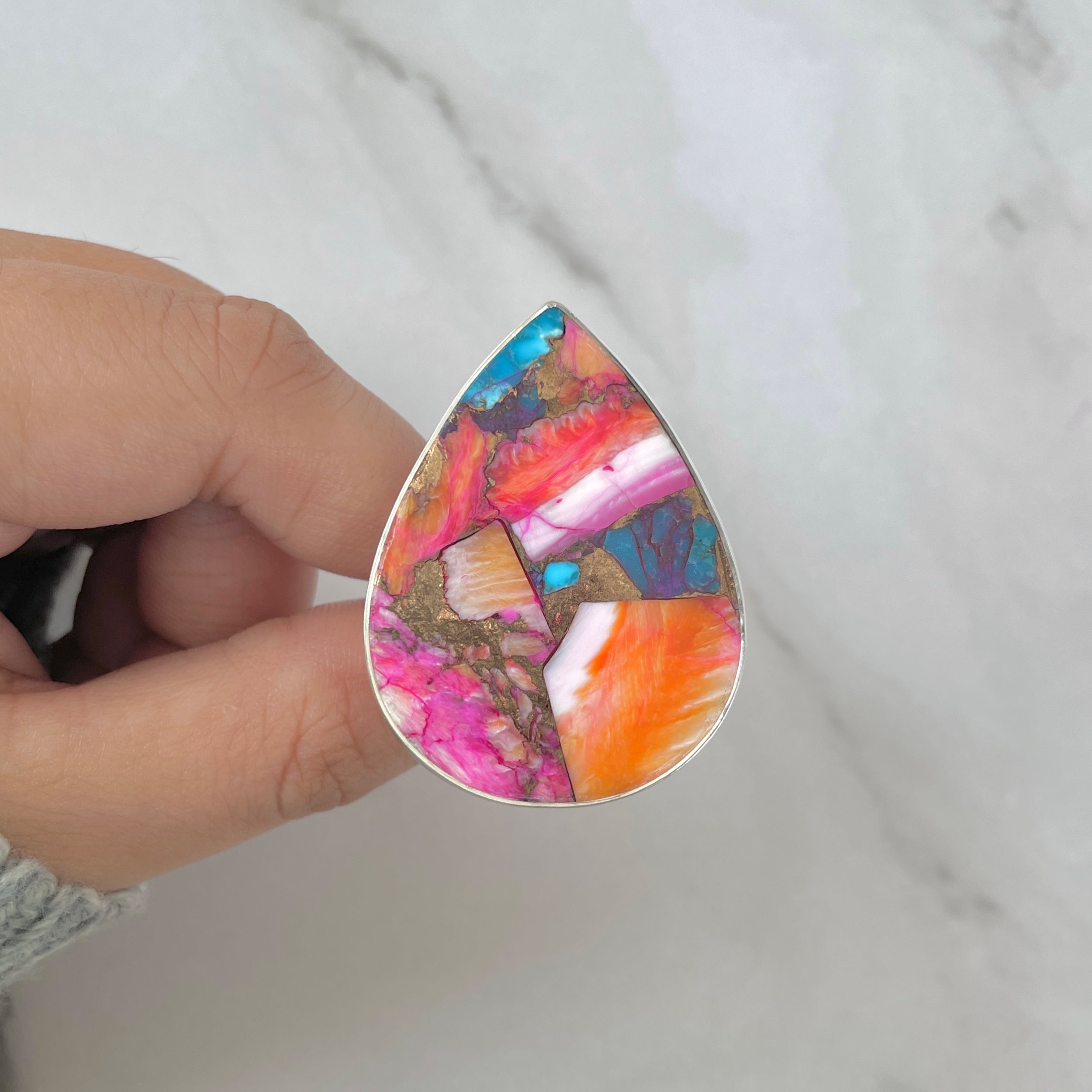 Spiny Oyster Turquoise Ring-(TRO-R-150.)